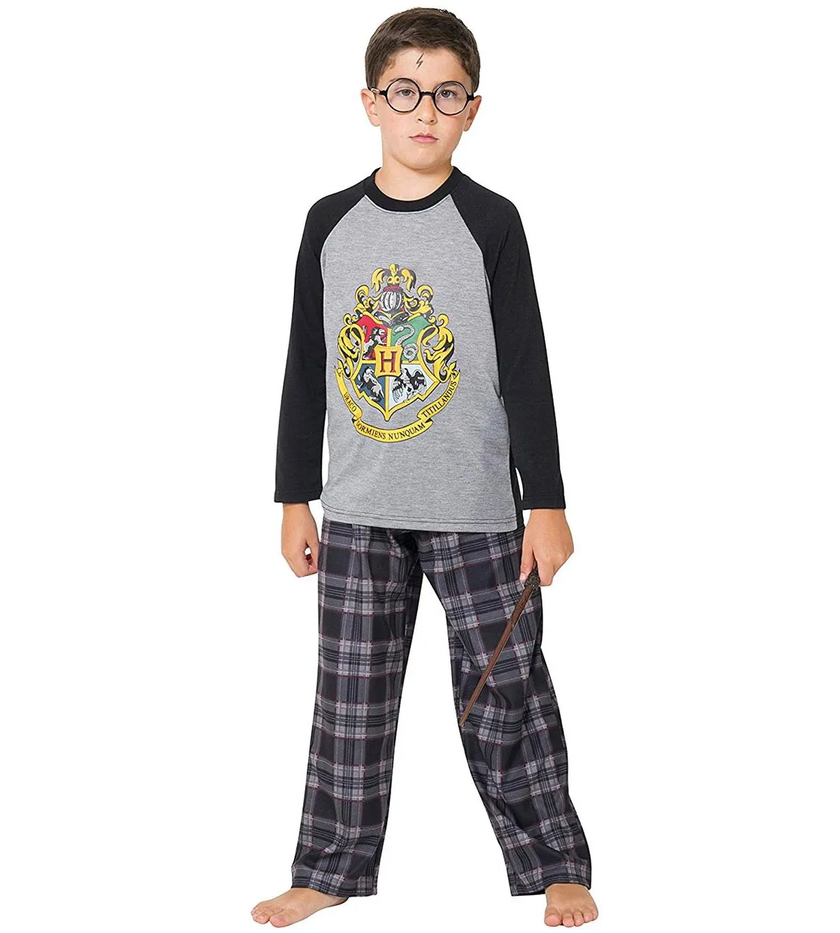 Intimo Big Boys Harry Potter Hogwarts School Crest Raglan Pajama Set