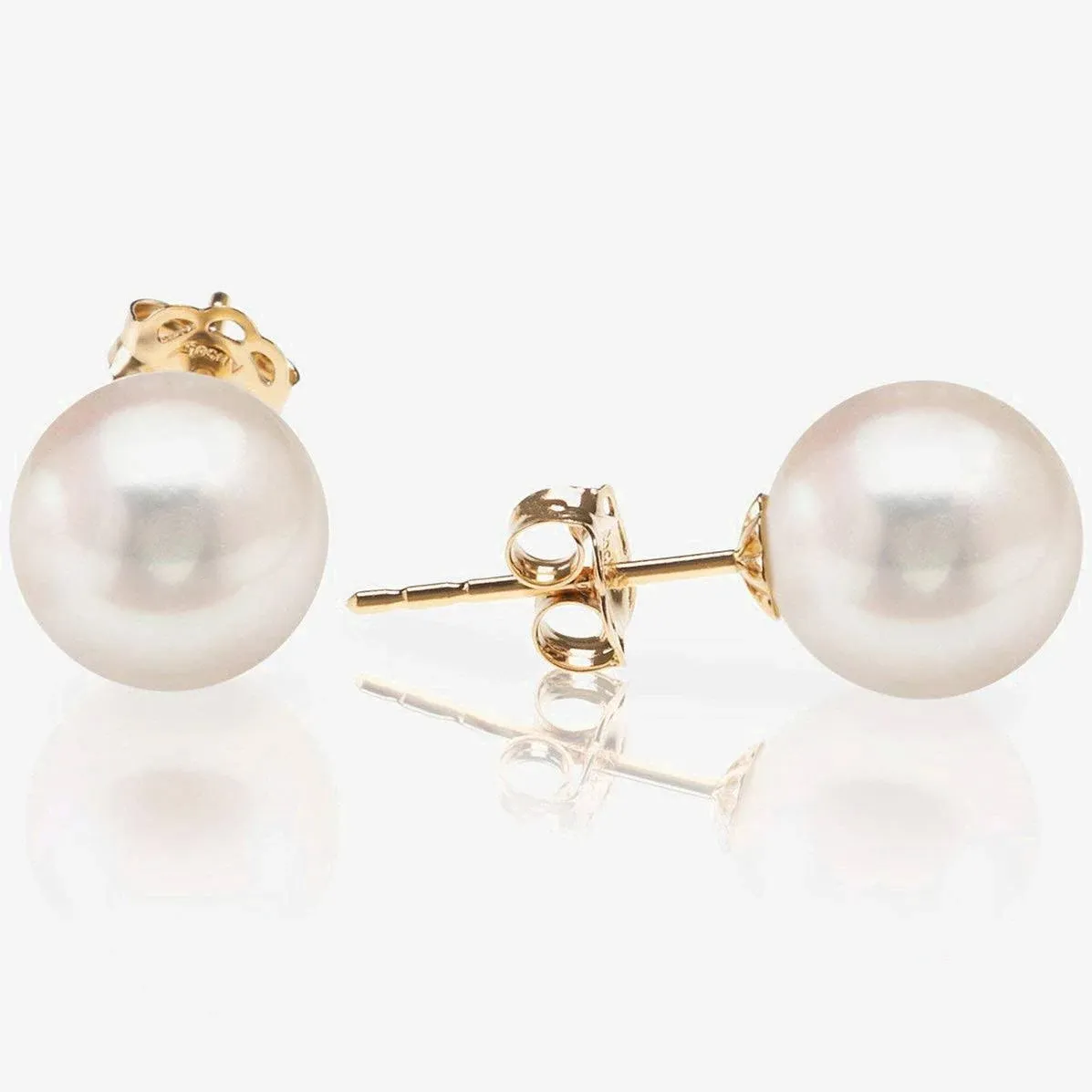 Yellow Gold Freshwater Pearl Gold Stud Earrings for Women by PAVOI