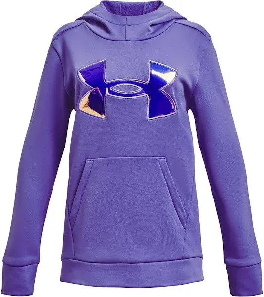 Under Armour Girls Armour Fleece Iridescent Big Logo Hoodie