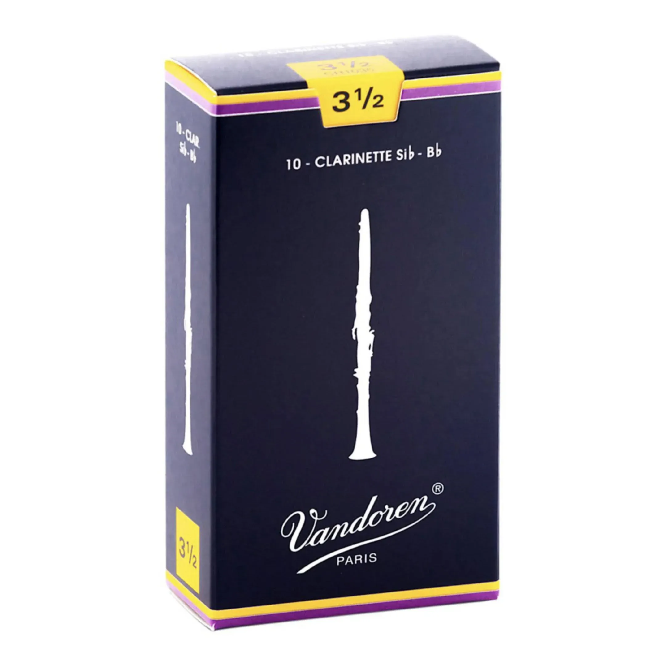 Vandoren Traditional Bb Clarinet Reeds Strength 3.5 Box of 10 (Strength 3.5 Box of 10)