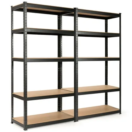 Costway 2pcs 72" Heavy Duty Storage Shelf Steel Metal Garage Rack 5 Level Adjustable Black Home Organization