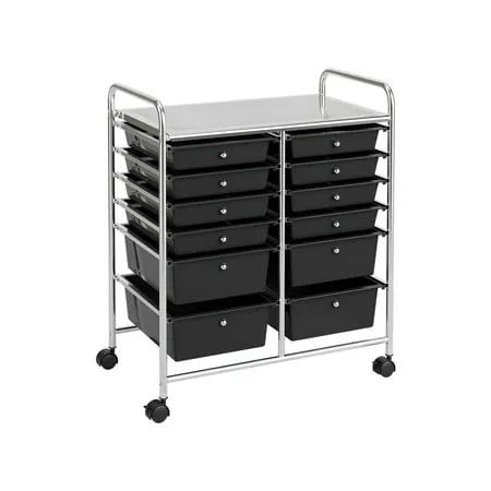 Yaheetech 12-Drawer Storage Cart Organizer with Lockable Wheels