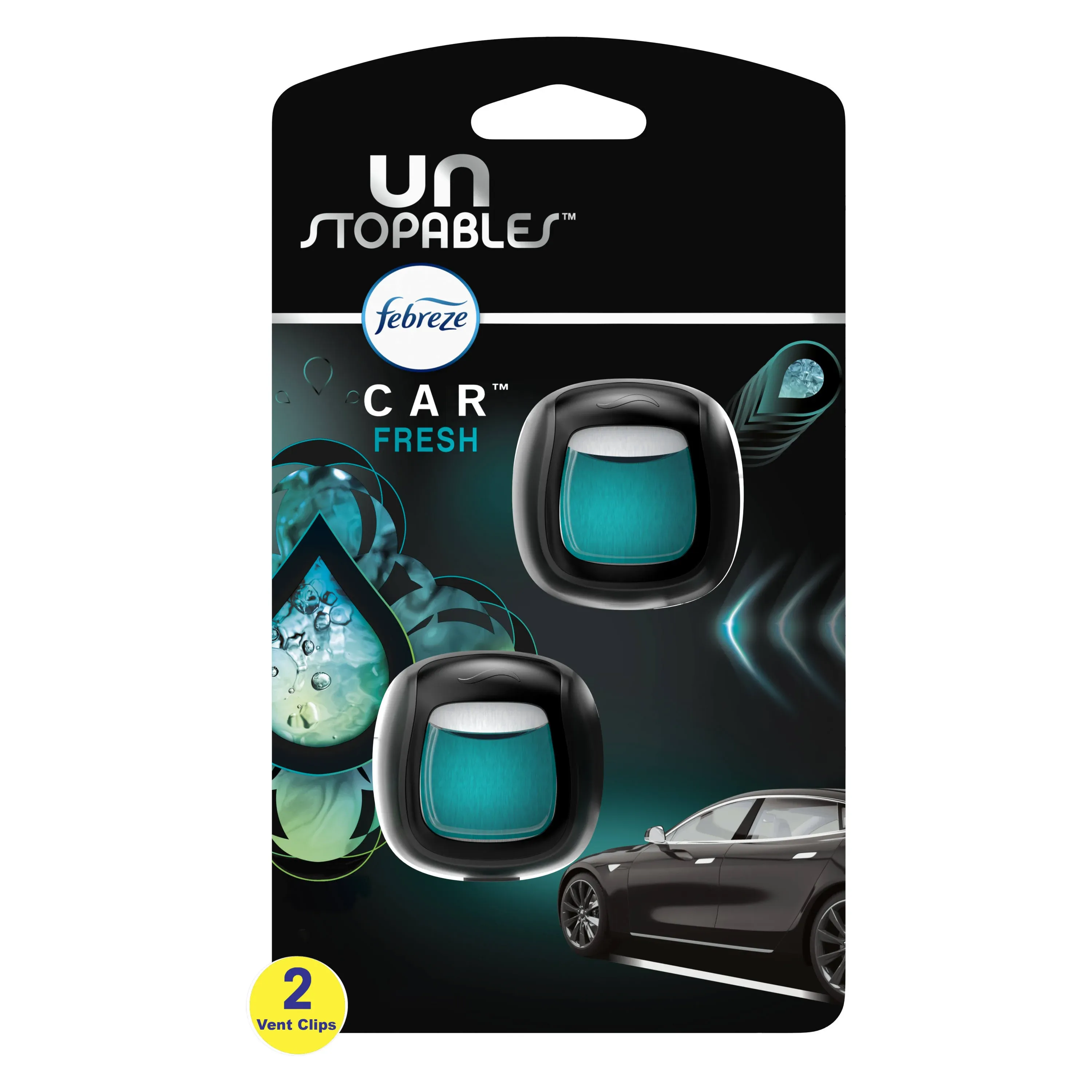 Unstopables Odor-Eliminating Car Vent Clip Air Freshener, Fresh Scent, 2-Ct.