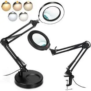 5x Magnifying Glass With Light And Stand Upgrade Button 5 Color Modes Stepless D