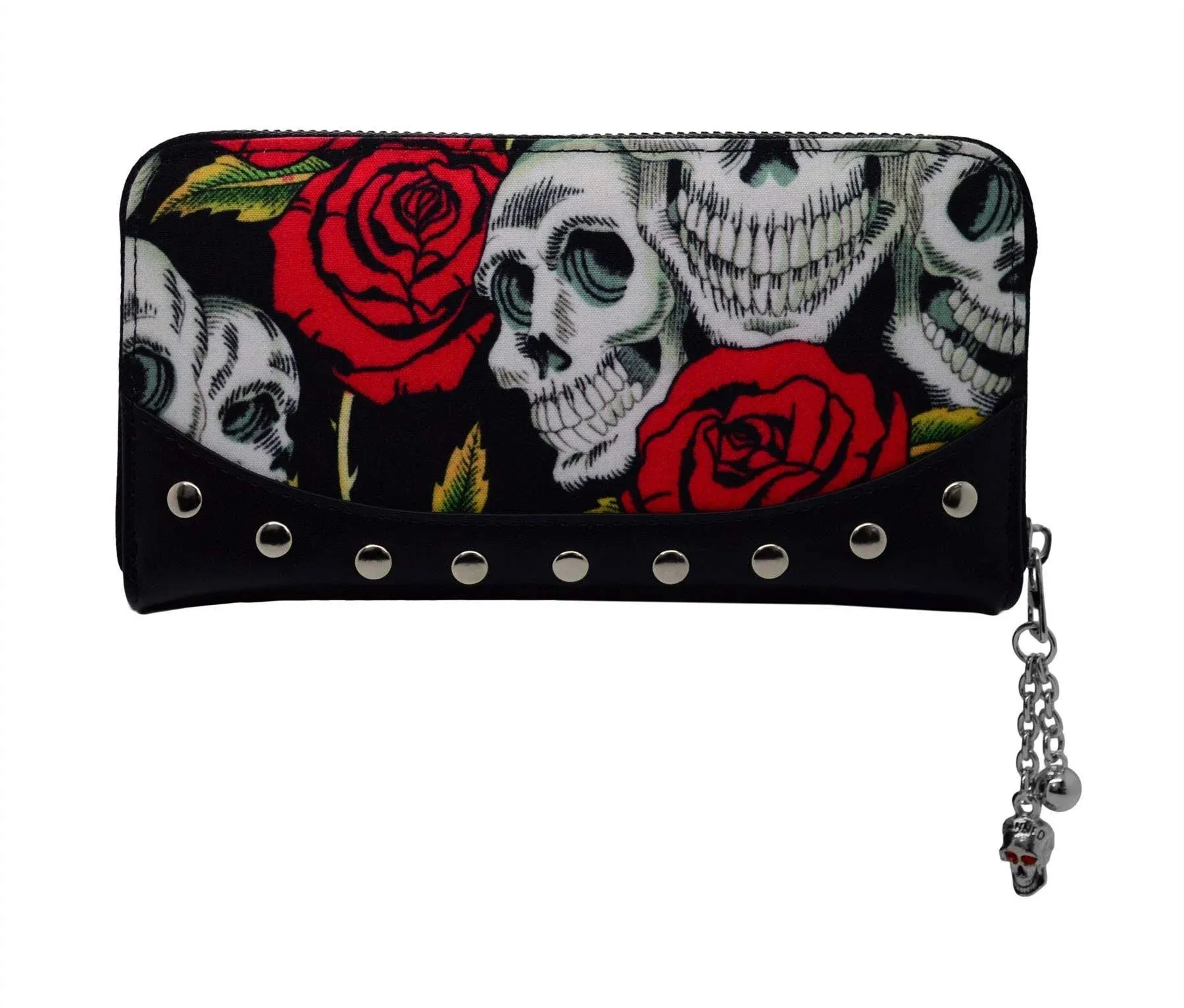 Lost Queen Skulls &amp; Roses Women&#039;s Black Wallet