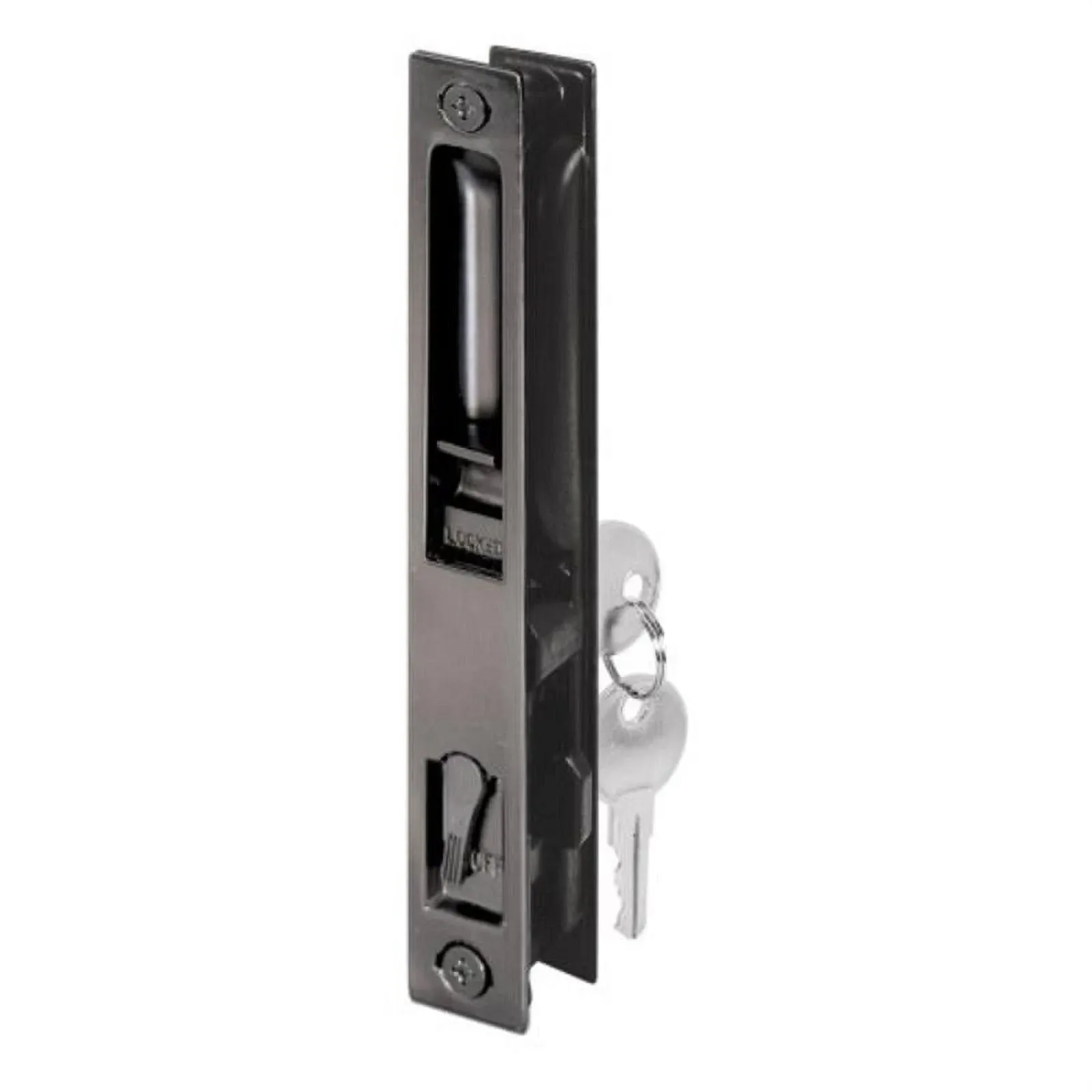 Prime-Line Black Diecast, Keyed Sliding Door Flush Handle Set C 1033