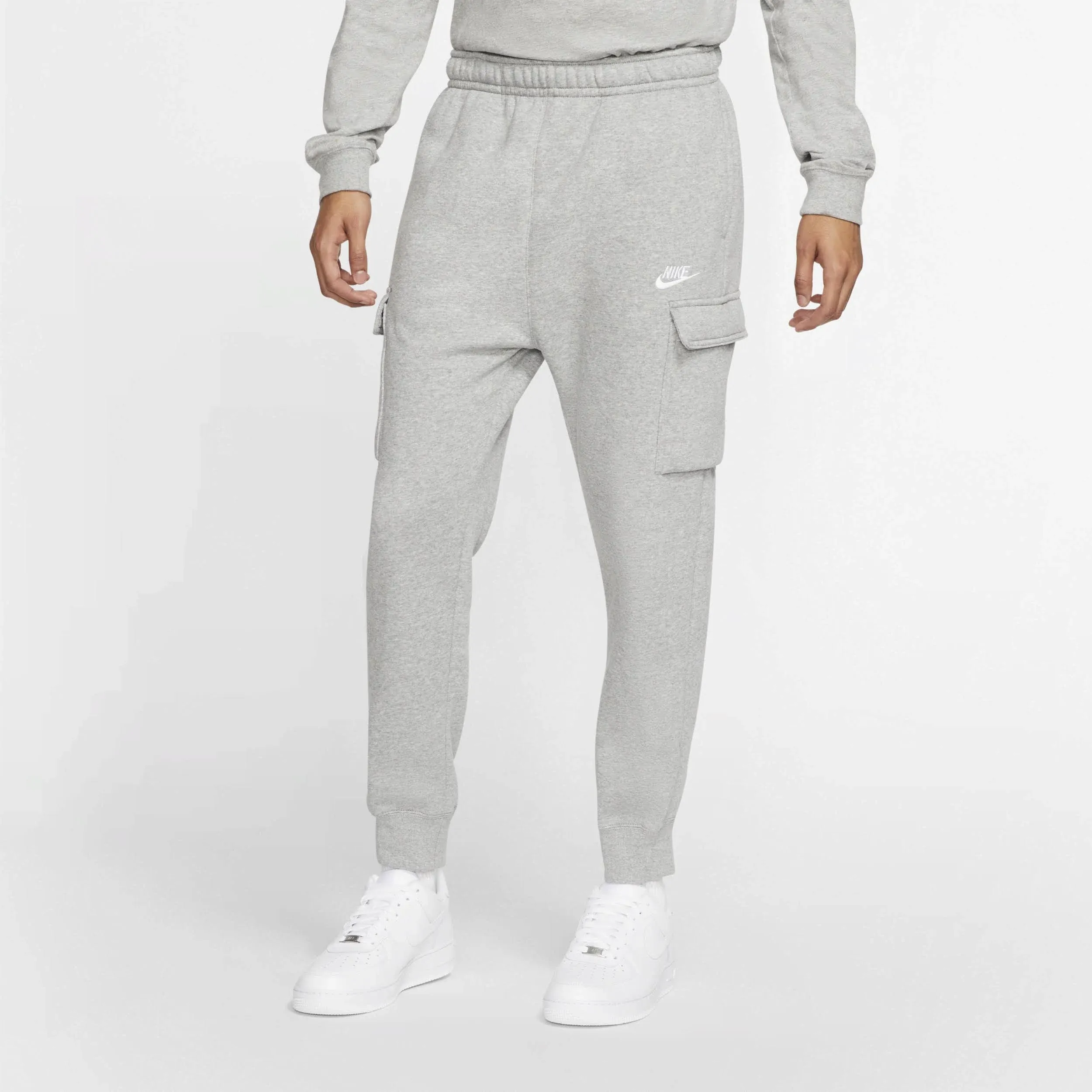 Nike Mens Regular Fit Cargo Fleece Jogger Pant, Medium , Gray