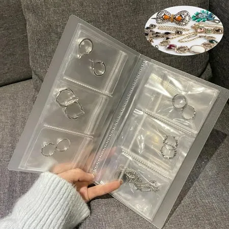 50pcs Jewelry Storage Bag TSV Transparent Jewelry Storage Book Travel Jewelry Organizer Earring Book Ring Holder Necklace Earring Cards 50 Zipper Bags