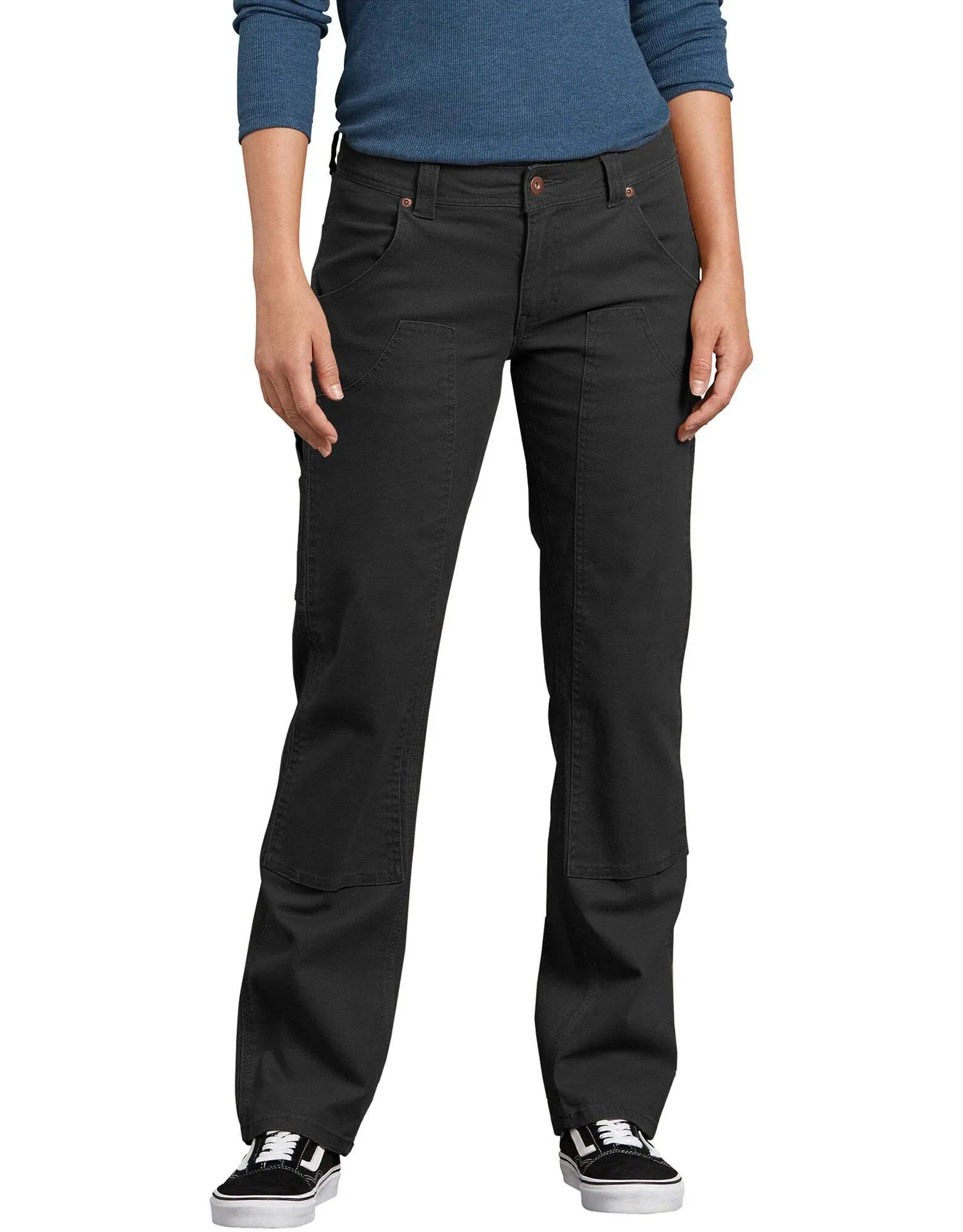 Dickies Womans Duck Double-Front Carpenter Pants Black Size 6