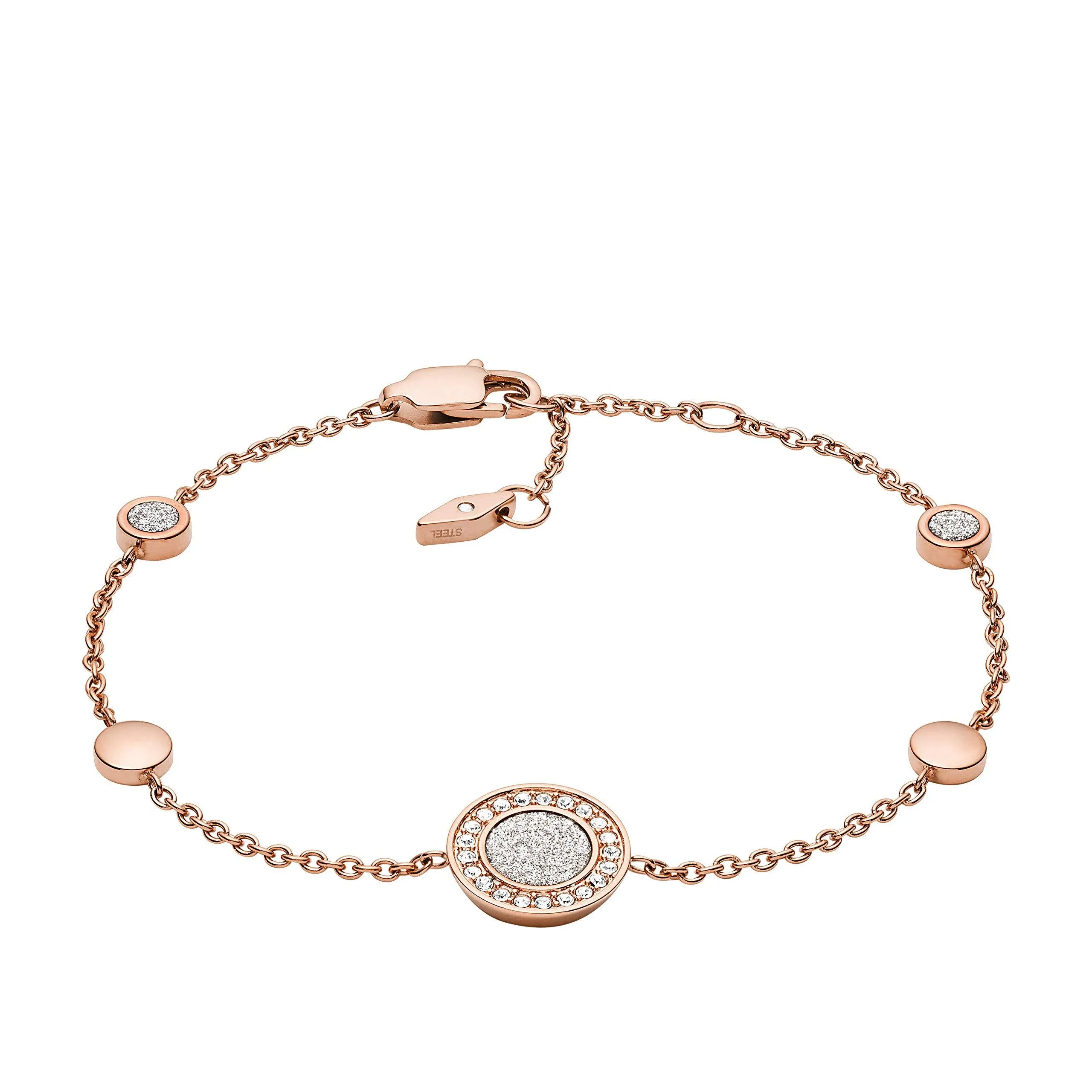 Fossil Women's Rose Gold-Tone Stainless Steel Chain or Beaded Bracelet for Women