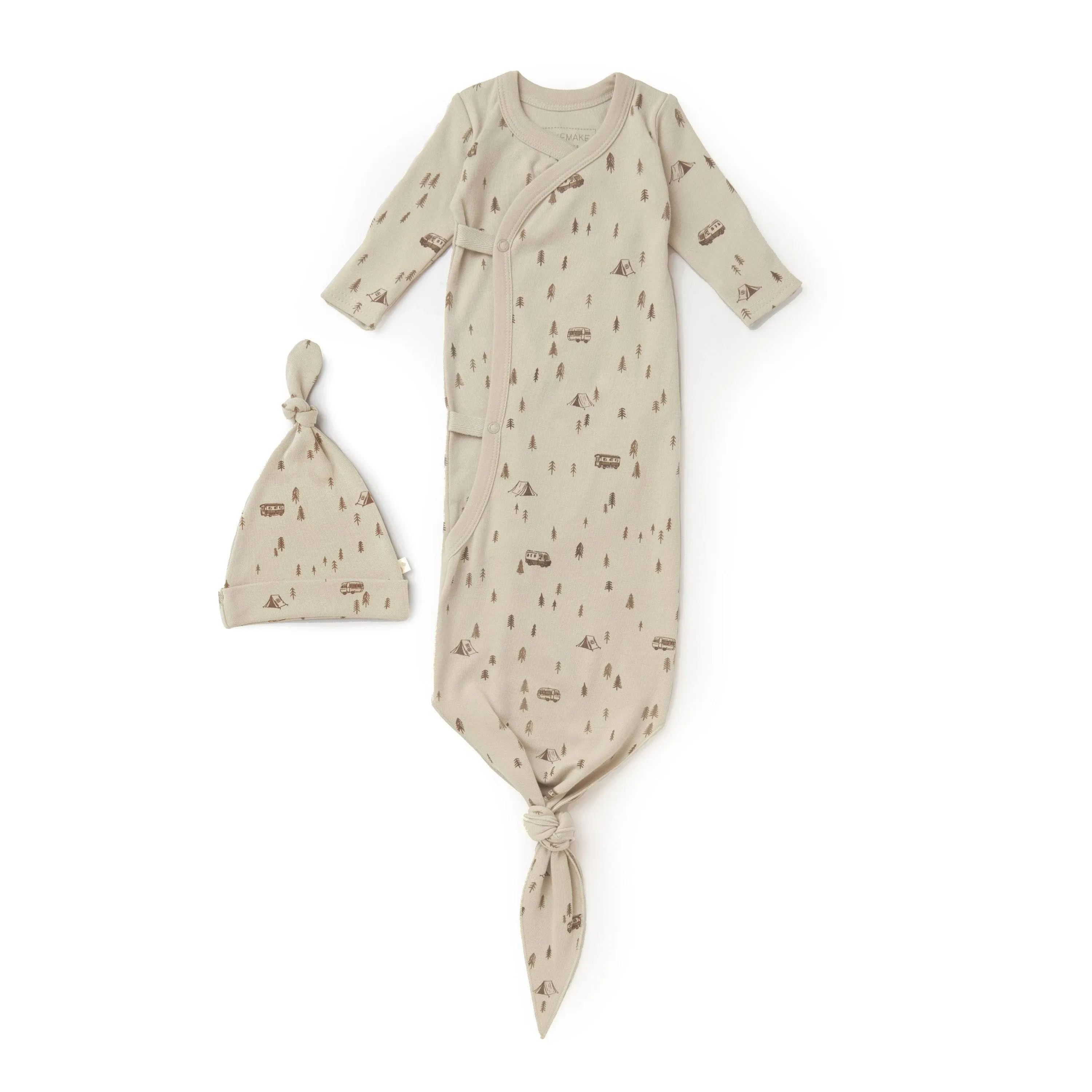 Makemake Organics - Organic Kimono Knotted Sleep Gown - Camplife 0-3 Months / Natural