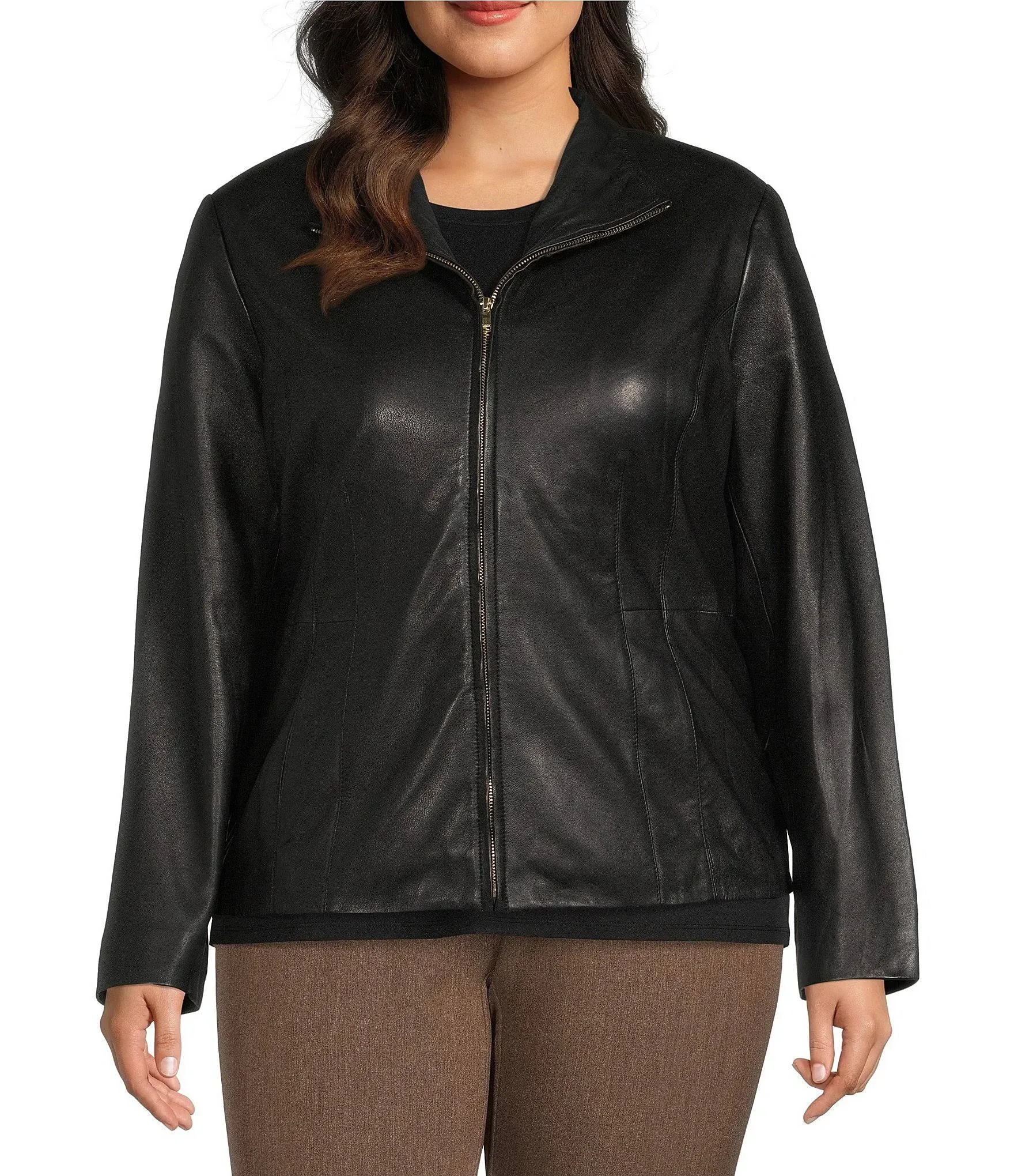 Cole Haan Women's Wing Collar Leather Jacket