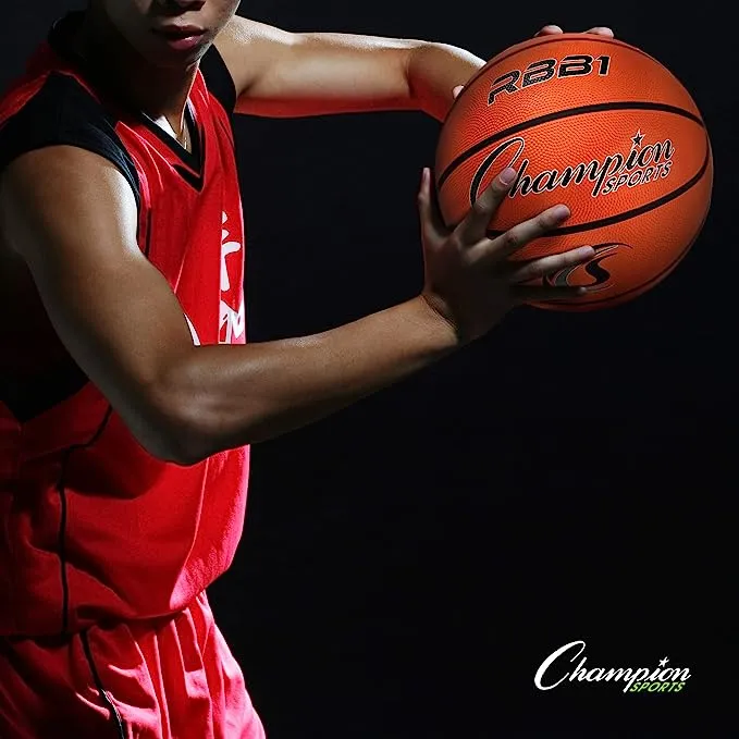 Champion Sports Rubber Basketball - Official (Red)