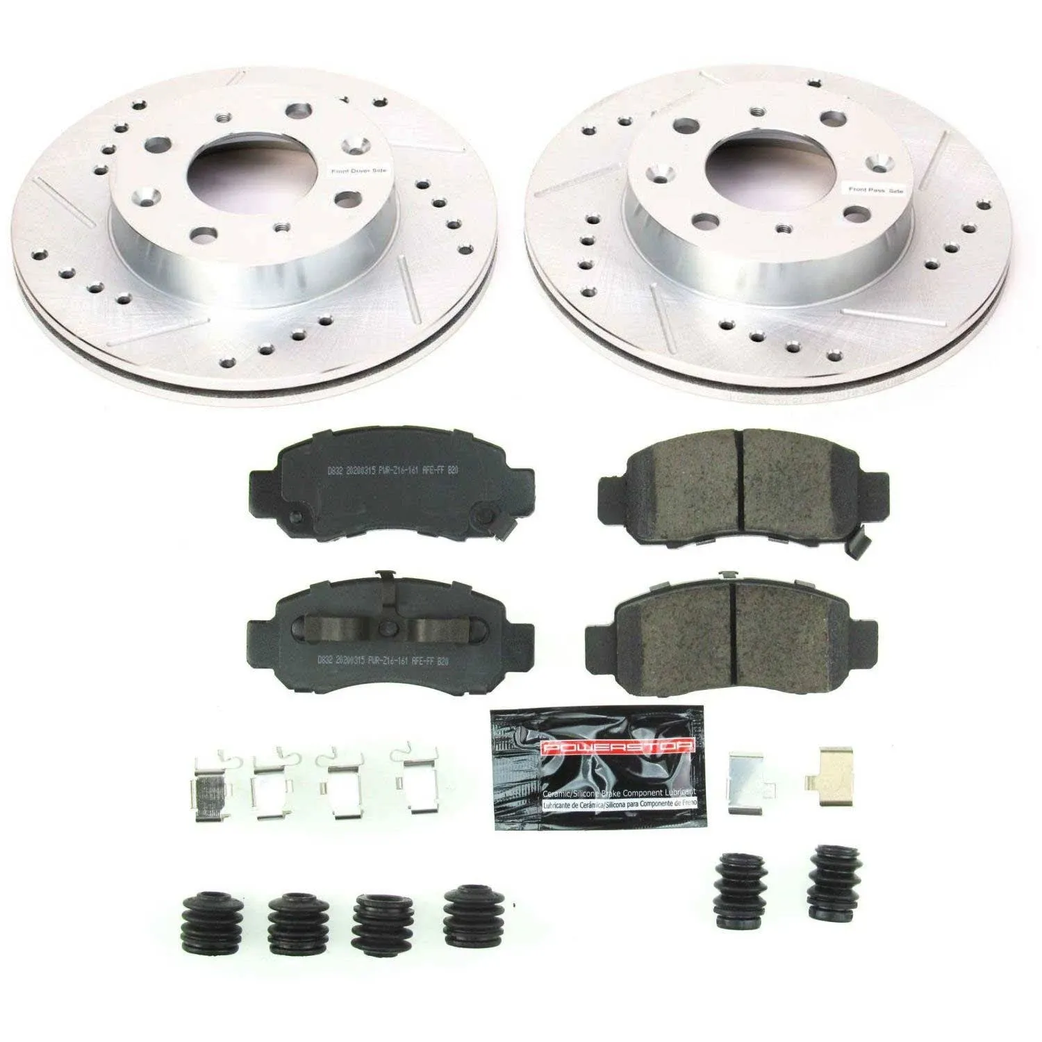 PowerStop K5224 - Z23 Drilled and Slotted Brake Rotors and Pads Kit