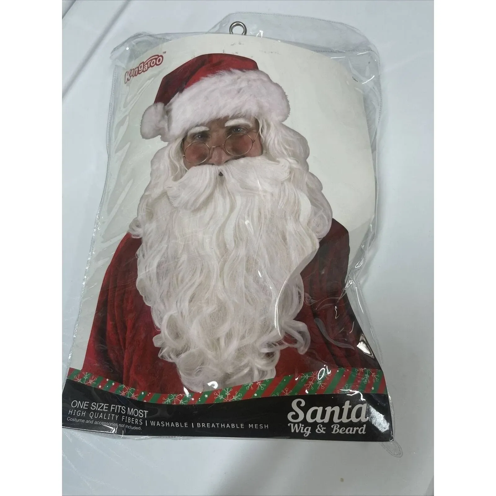 Kangaroo Santa Clause Wig with Beard White One Size Costume