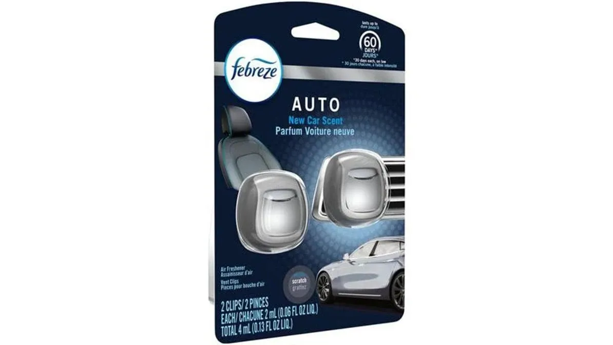 Febreze Car Air Freshener Vent Clips, New Car Scent, 2 Count