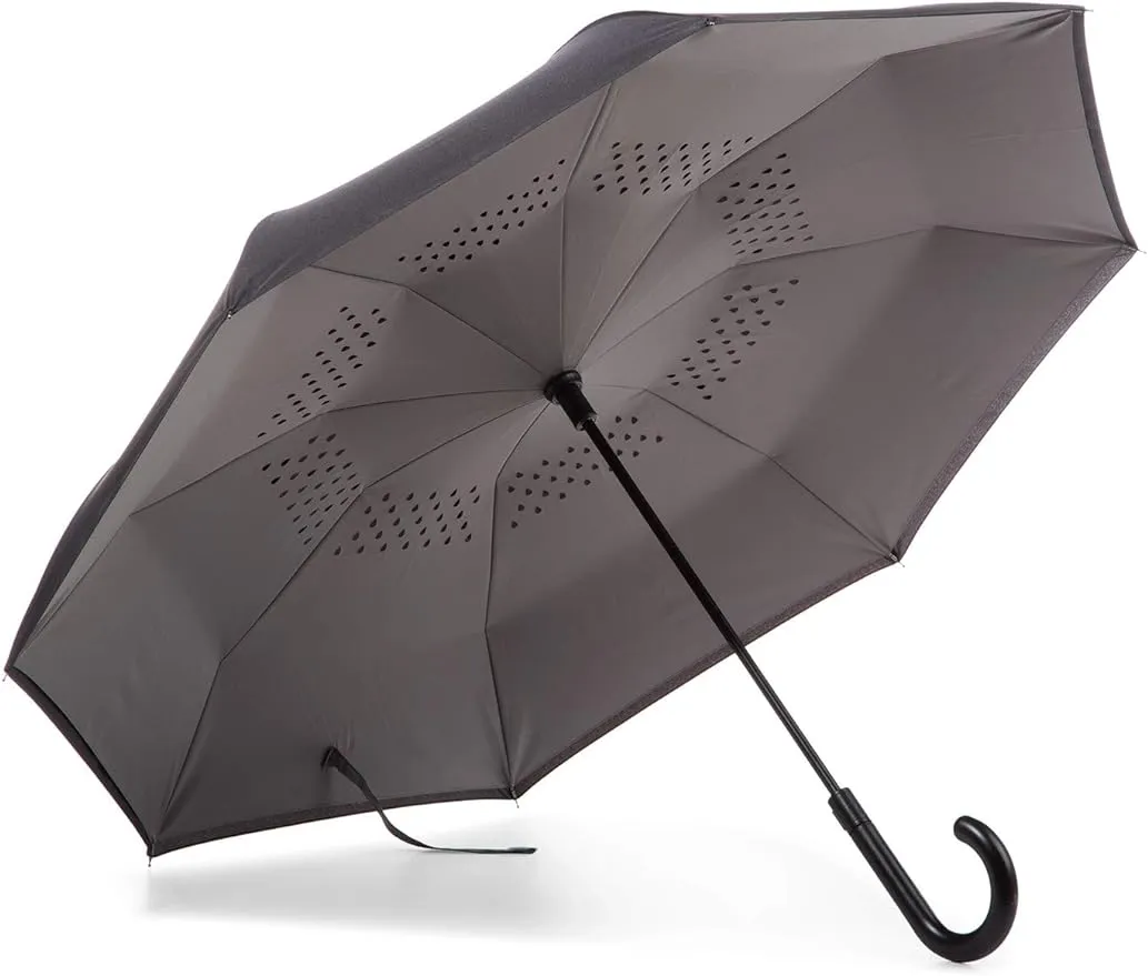 Totes Inbrella Reverse Close Umbrella Black/Grey