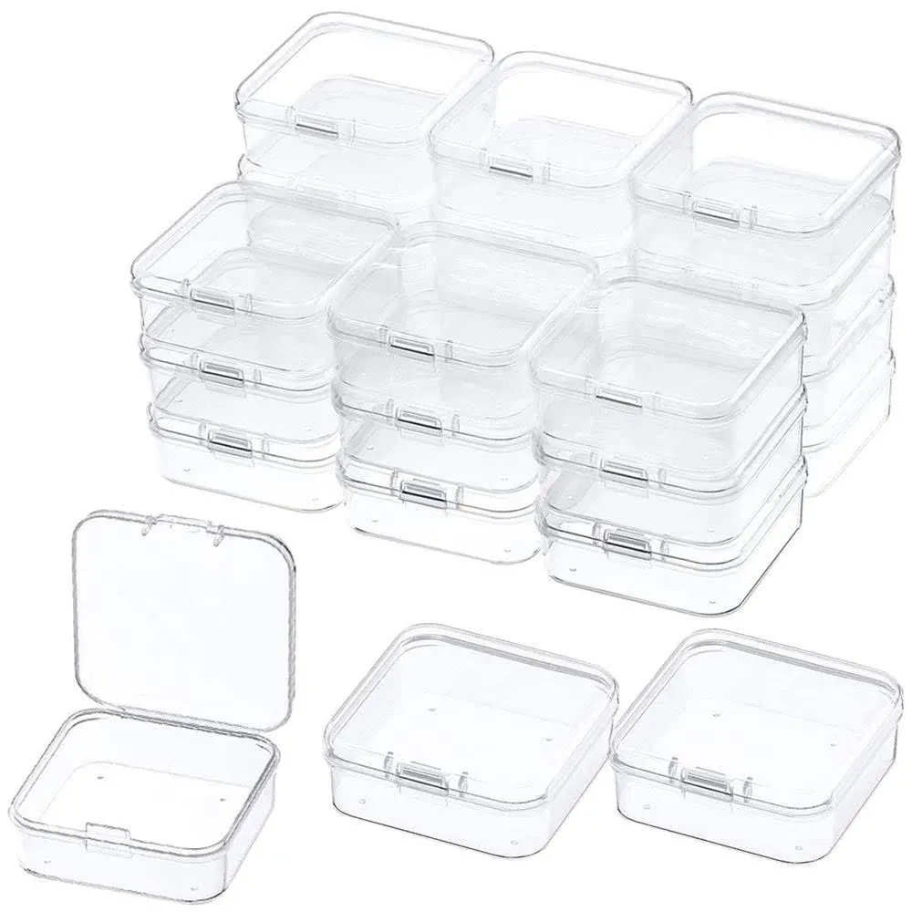 SATINIOR 24 Packs Small Clear Plastic Beads Storage Containers Box