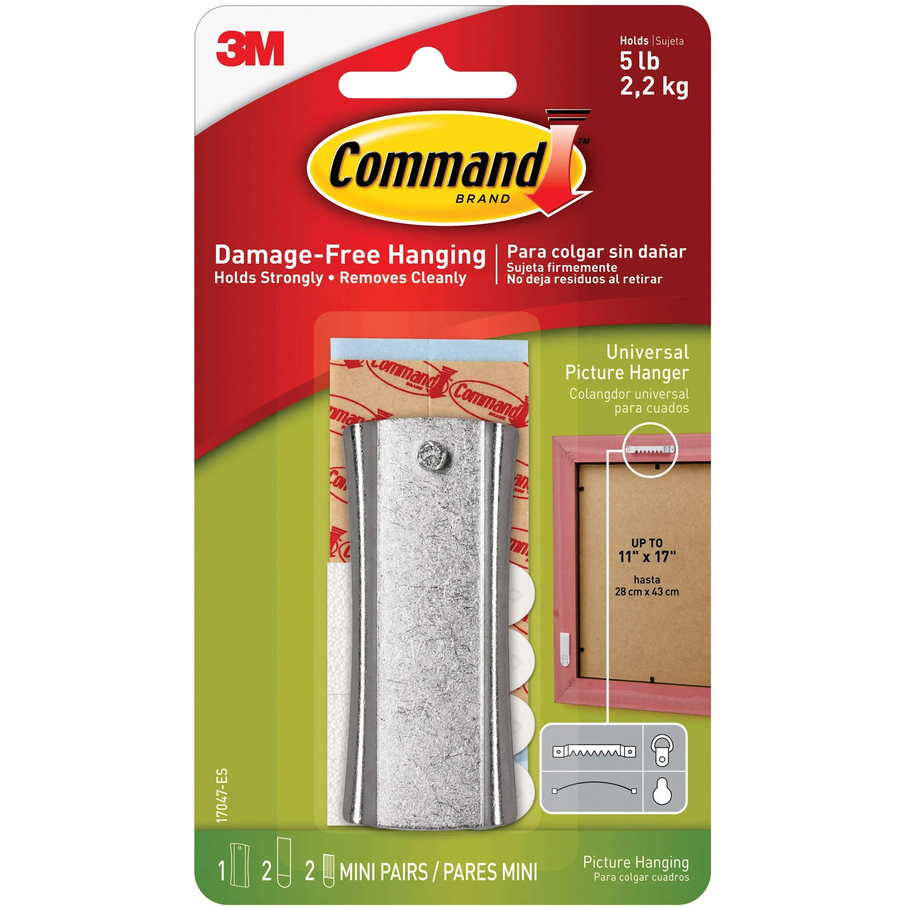 3M Command Sticky Nail Sawtooth Hanger, Silver