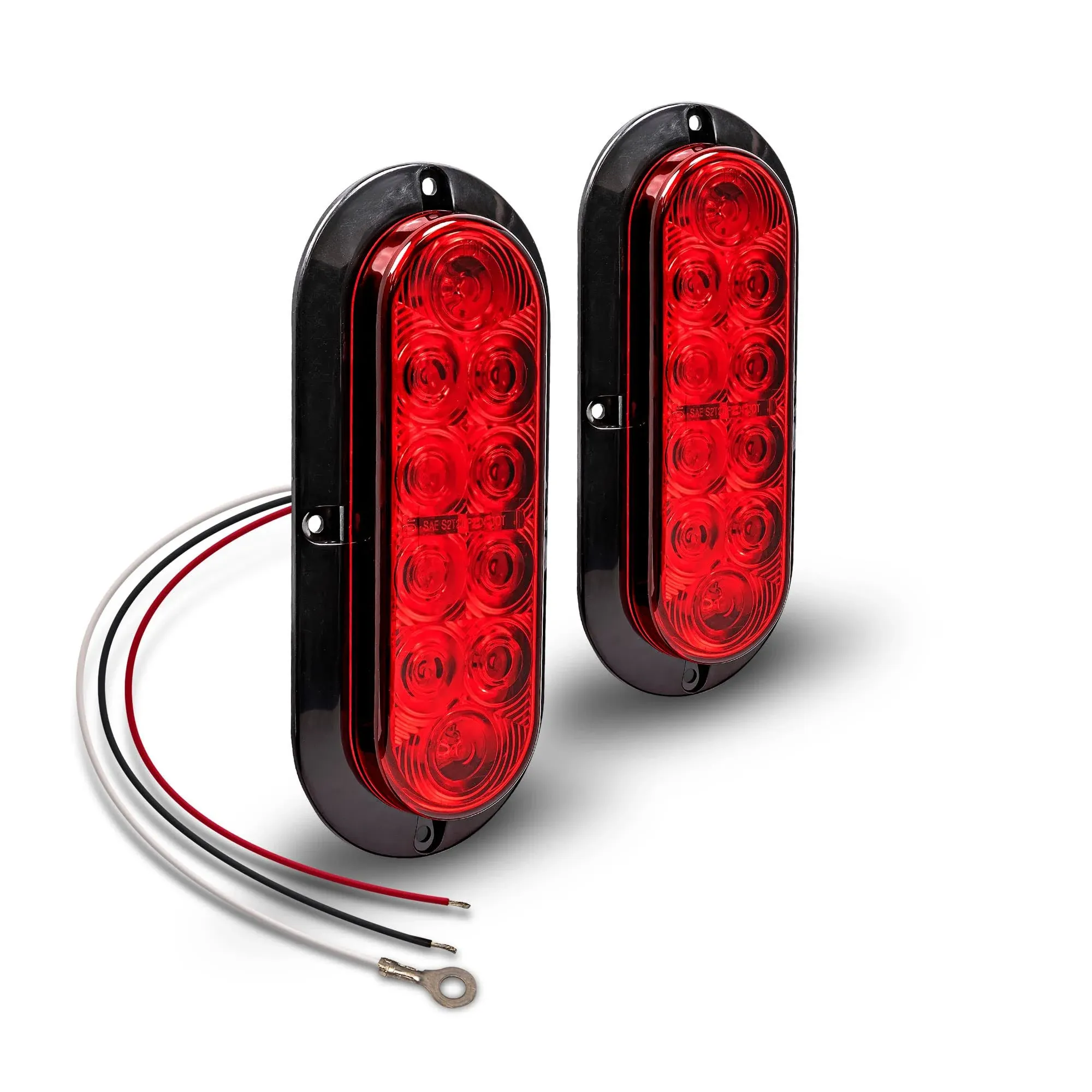 Nilight 6" Oval Red LED Trailer Tail Light Surface Mount 2pcs 10 LED Waterproof Stop Brake Turn Trailer Lights for Truck RV Boat Bus Lorry Camper