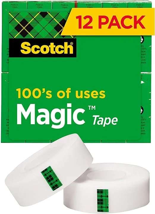 Scotch Magic Invisible Tape Refill, 3/4" x 27.77 yds., 12-Pack (810K12)