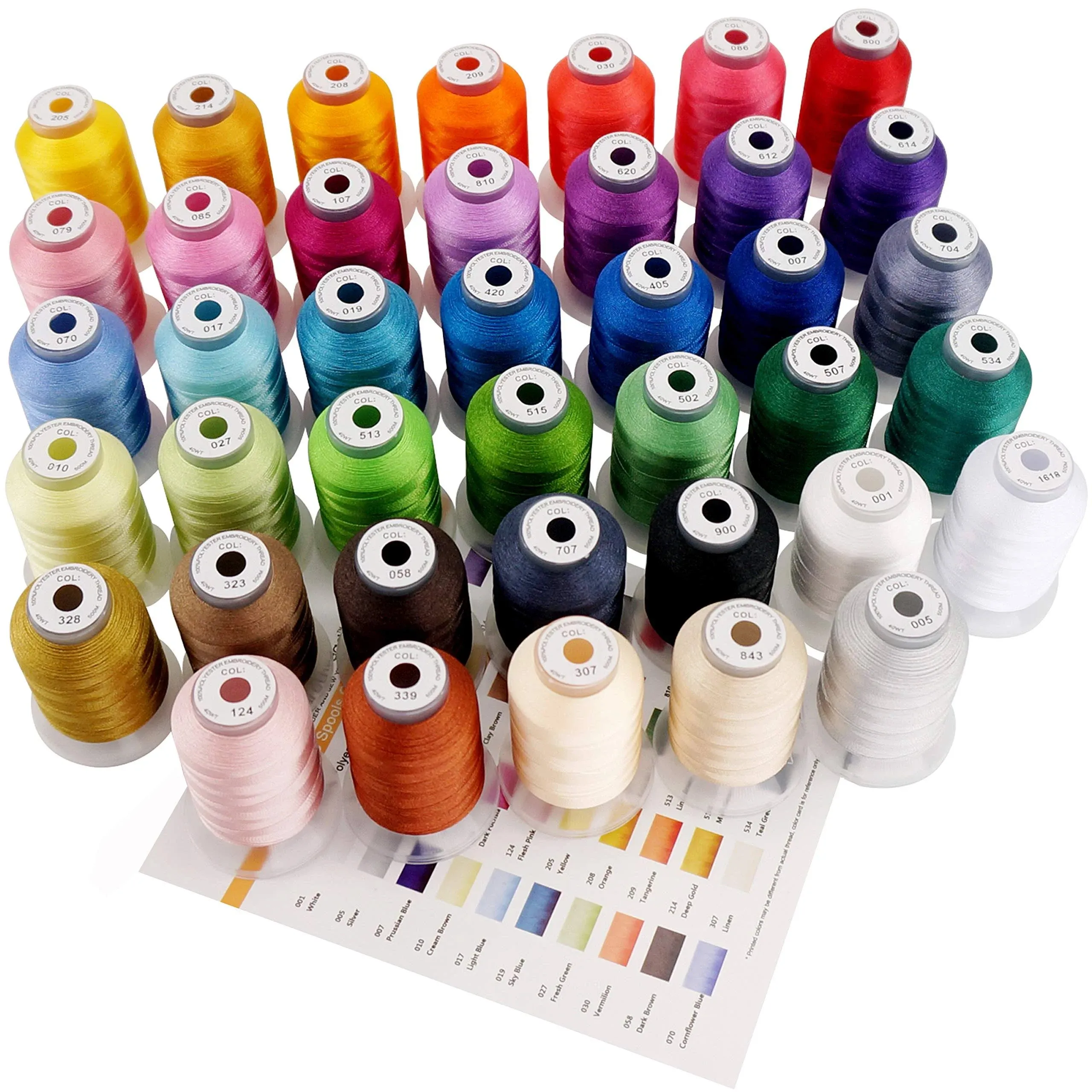 New brothreads 40 Brother Colors Polyester Machine Embroidery Thread Kit 500m Each for Home-Based Embroidery and Sewing Machine