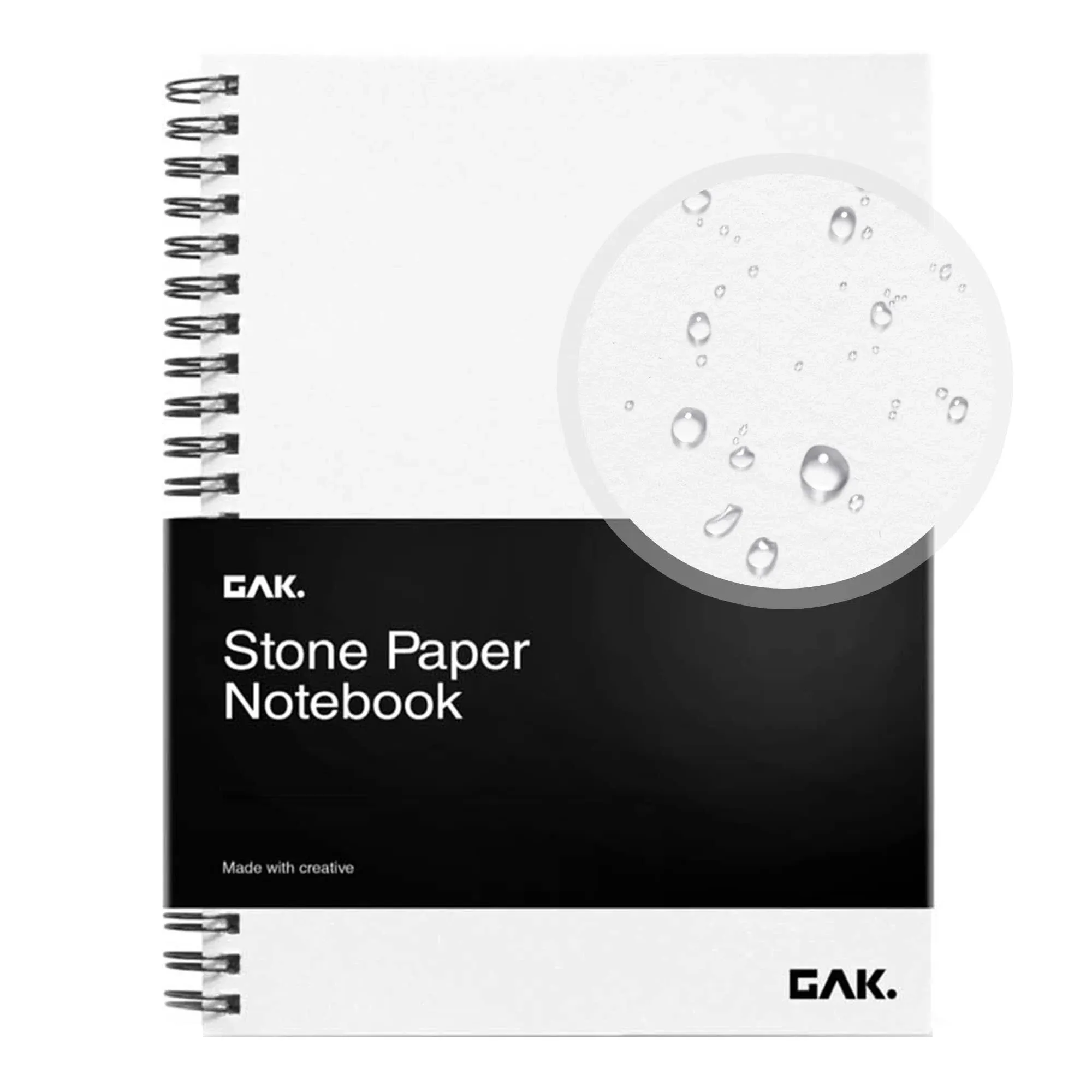 Stone Paper Notebook | No Lines Spiral Notebook Waterproof Sheet Aesthetic Journal for Note Taking | Notebooks for Work & Aesthetic School Supplies | Large Size, Black (7.2”x10.1”, 50 sheets)