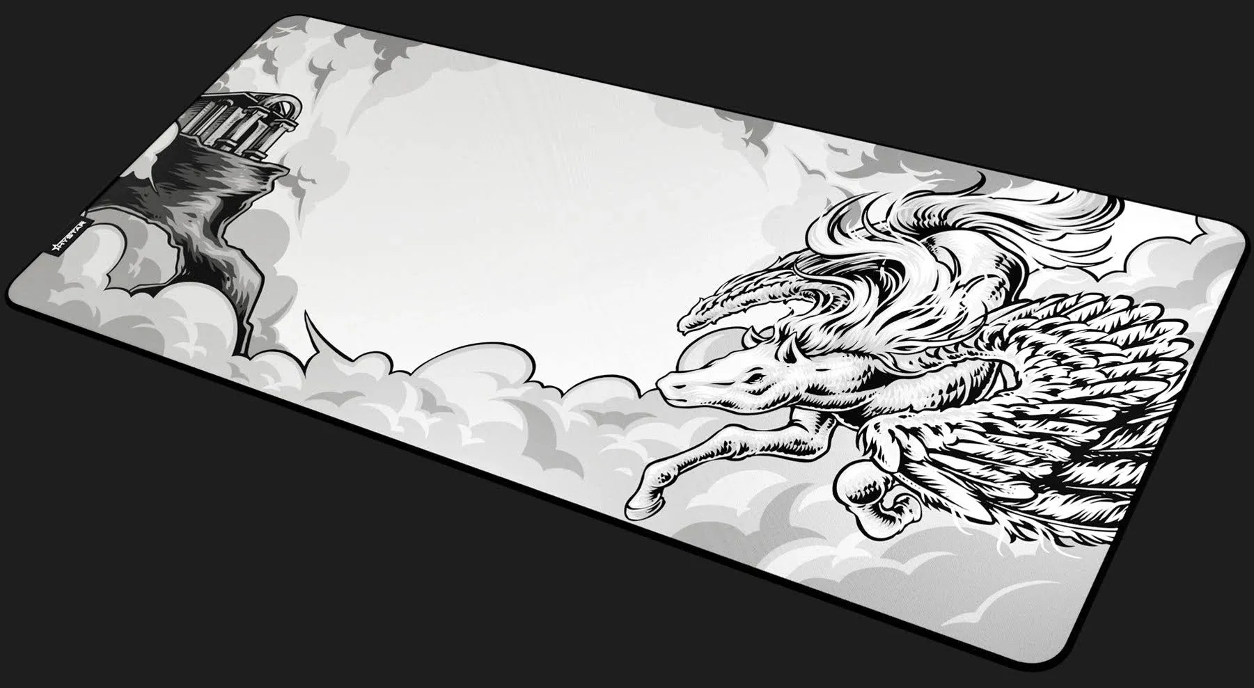 Hystar Extended Gaming Mouse Pad | XXL 36" x 16" | 5mm Thick, Waterproof Surface, Smooth Polyester Fabric, and Natural Rubber Base | Mythic Pegasus