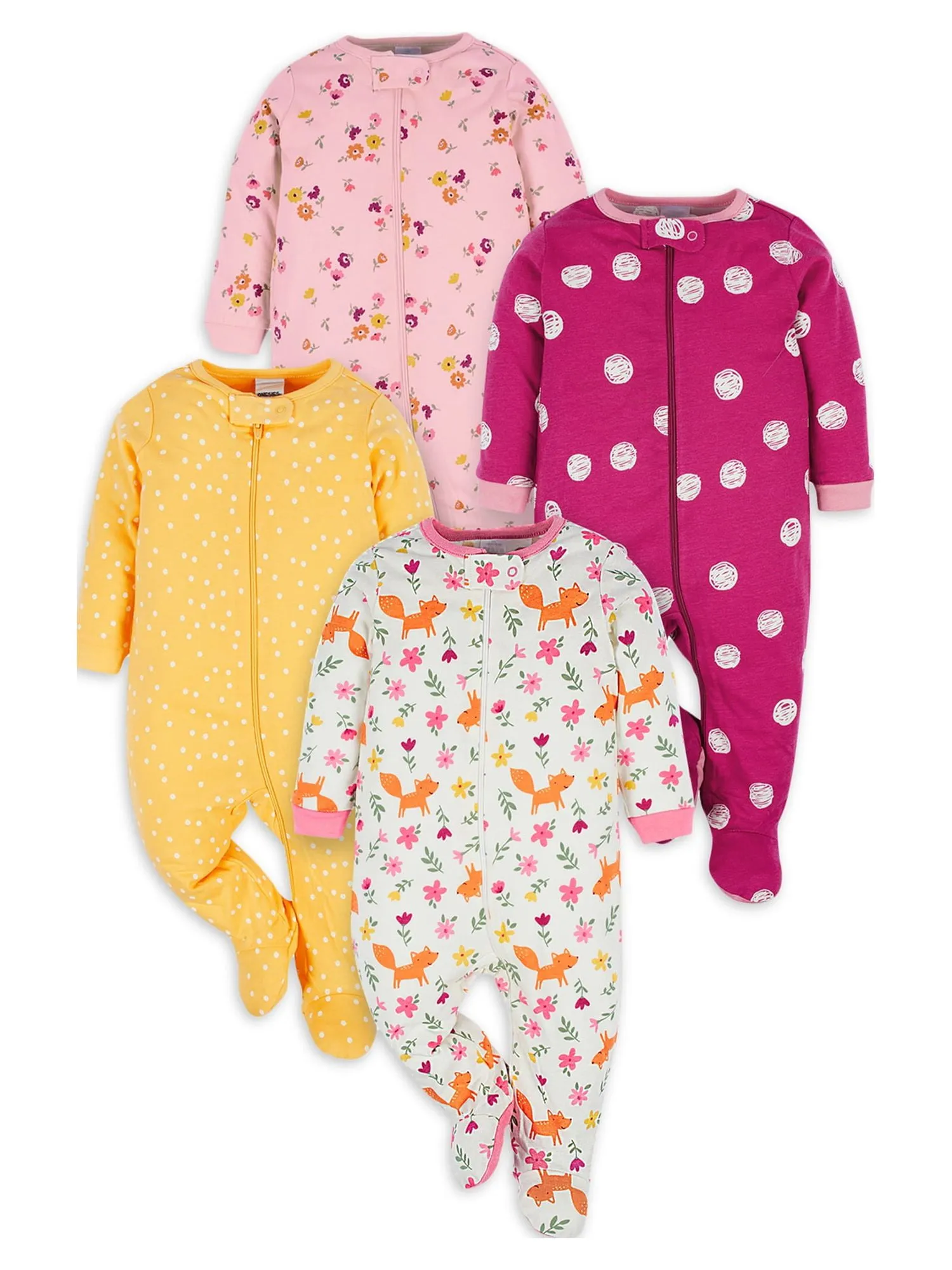 Onesies Brand Baby Girls 4-Pack Sleep N Play Footies Multi Pack