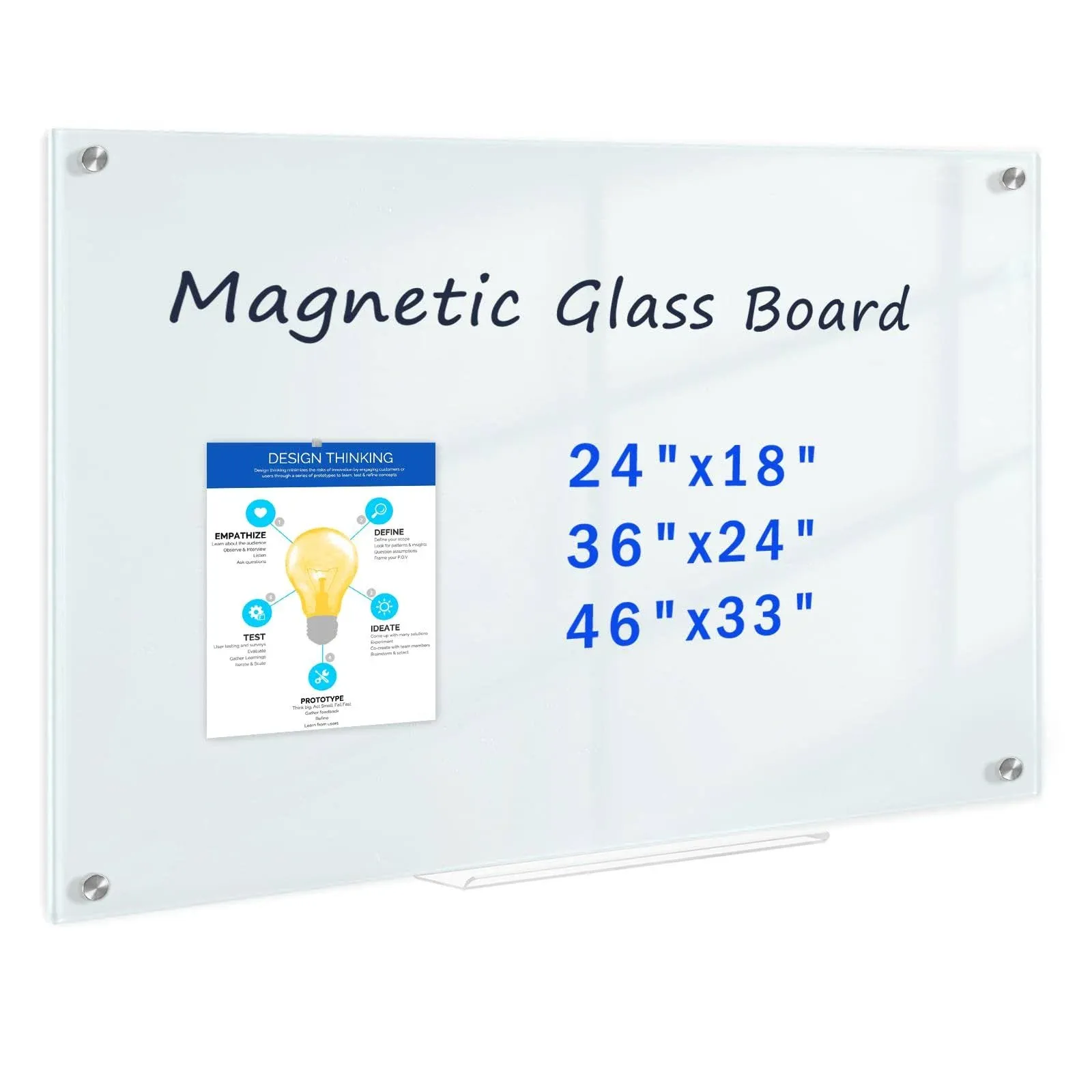 QUEENLINK Magnetic Glass Whiteboard, 24 x 18 Inches Glass Dry Erase White Board ...