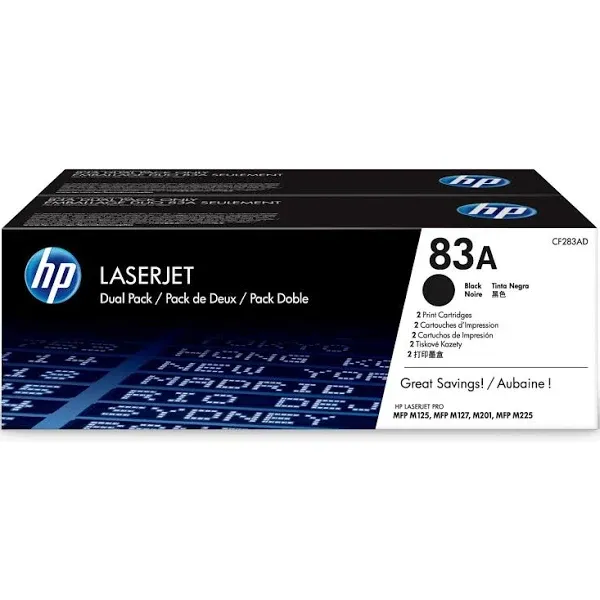 HP 83A Black Toner Cartridge | Works with HP LaserJet Pro M201, HP LaserJet Pro MFP M125, M127, M225 Series | CF283A