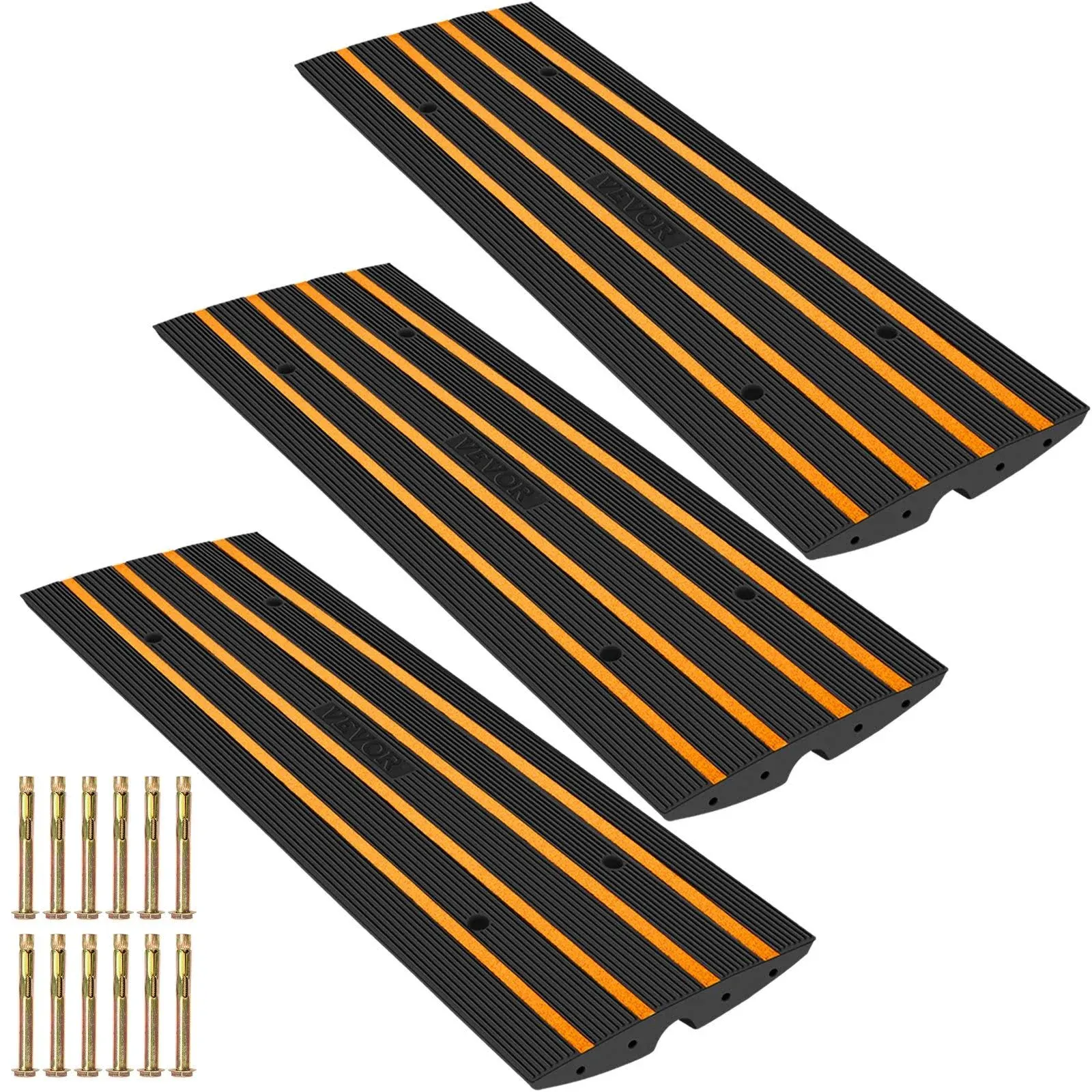 VEVOR Rubber Curb Ramp for Driveway 1 Pack, 15T Heavy Duty Sidewalk Curb Ramp, 2