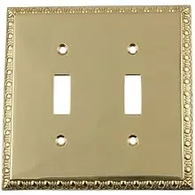 Nostalgic Warehouse 720119 Egg and Dart Switch Plate with Double Toggle, Unlacquered Brass