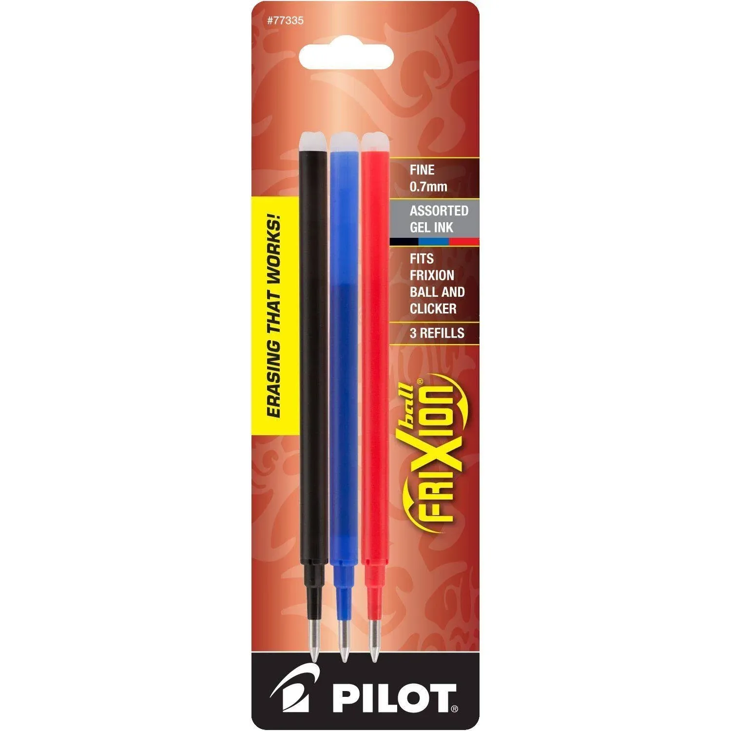 Pilot Refill for FriXion Erasable Gel Ink Pen Assorted 3/pk