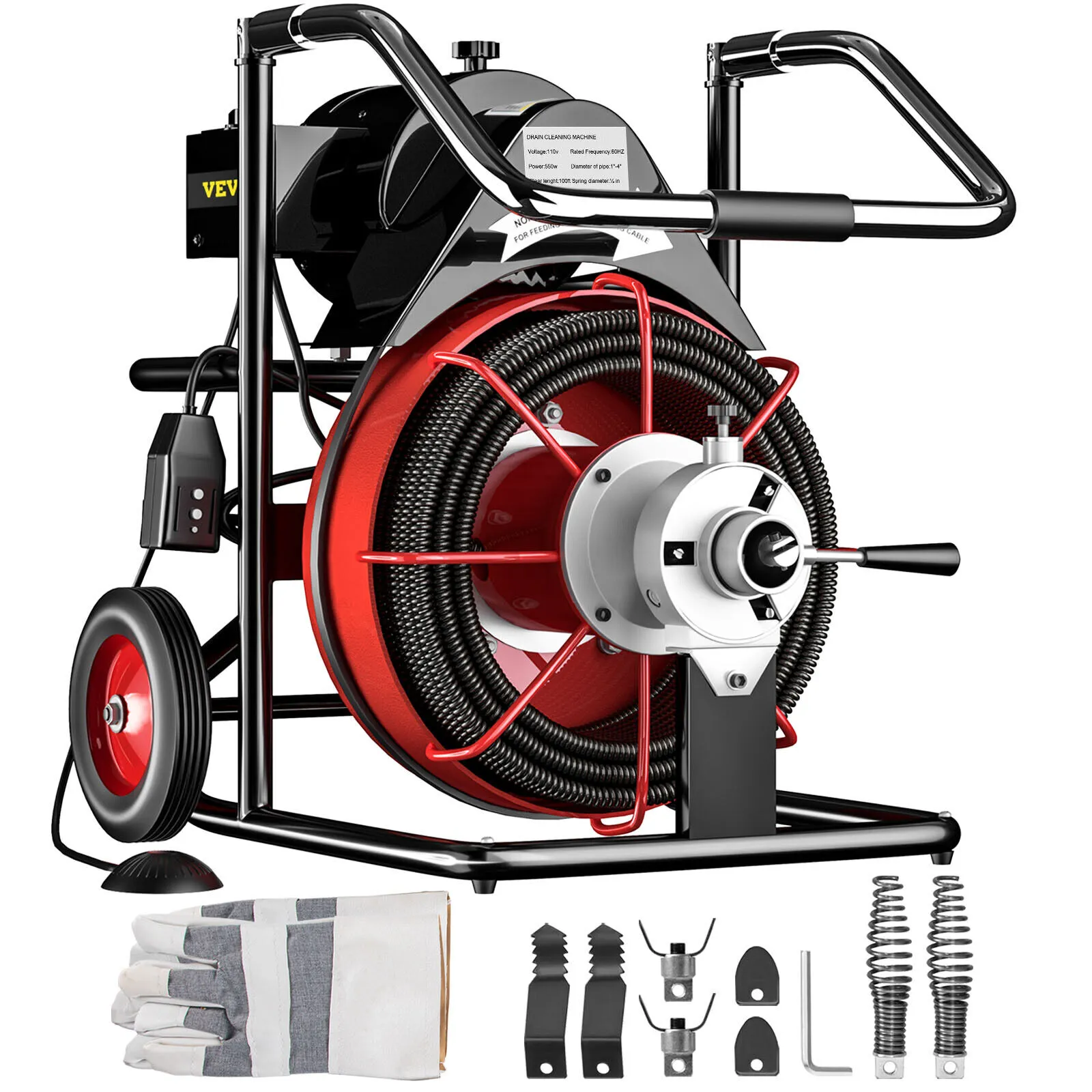 VEVOR 100'x 1/2" 550W Drain Cleaner Machine