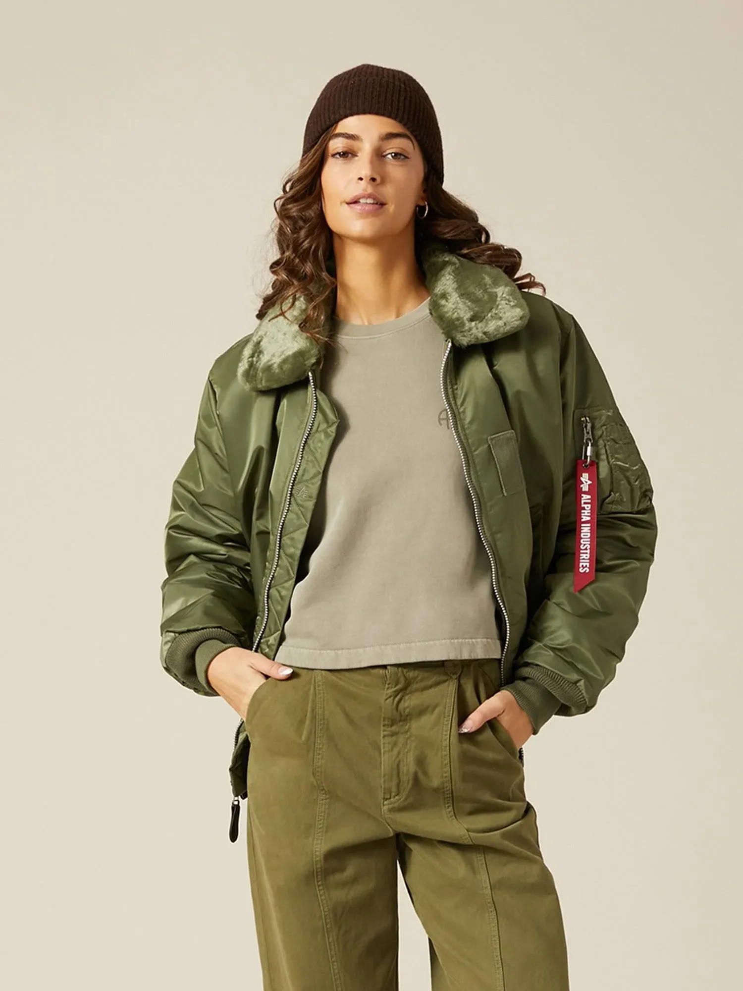 "Alpha Industries Men's Sage Green B-15 Flight Jacket"