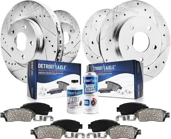 Detroit Axle BK91006608 Front Rear Drilled Brake Rotor Pad for Fusion MKZ Milan Mazda 6