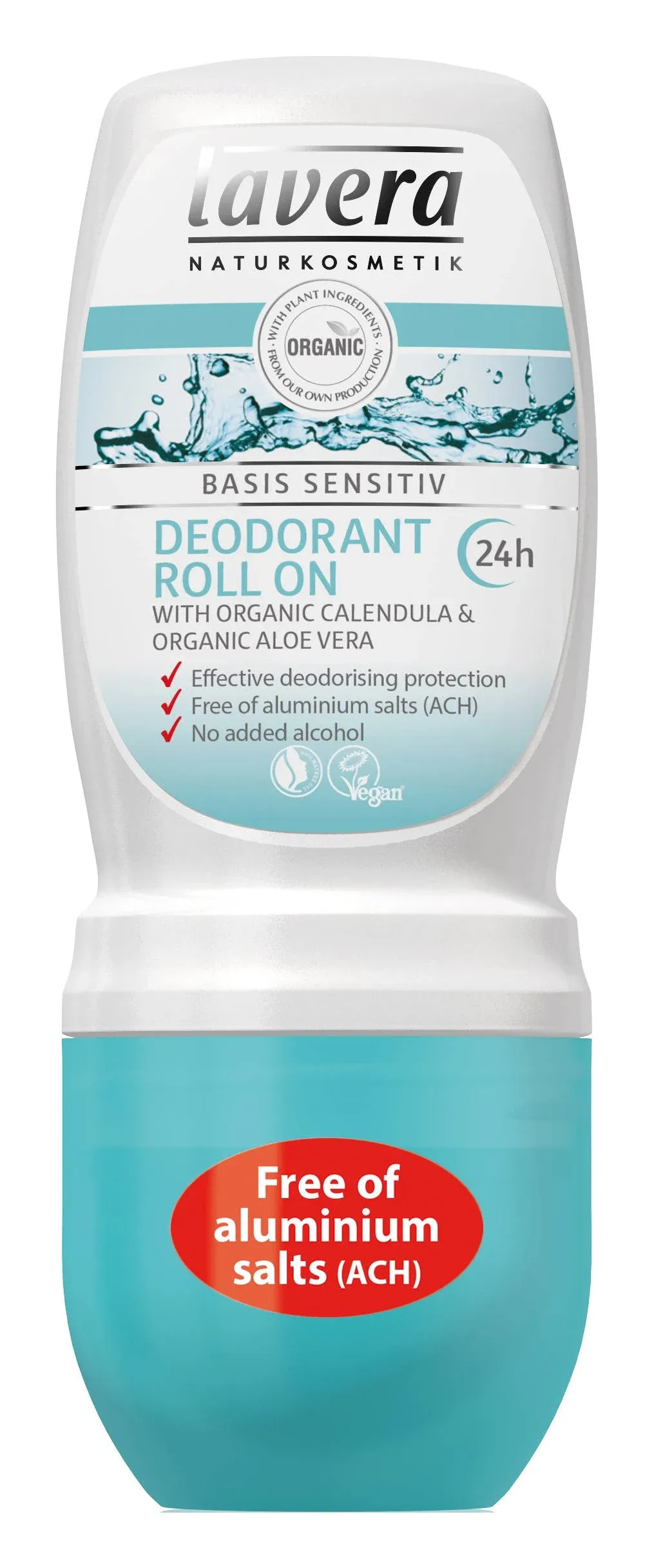 lavera Basis Sensitiv Deo Roll-On NATURAL & SENSITIVE - deodorant roll-on with organic aloe vera - natural minerals without aluminum - vegan alcohol-free formula - 48-hour deodorant protection - 50 ml