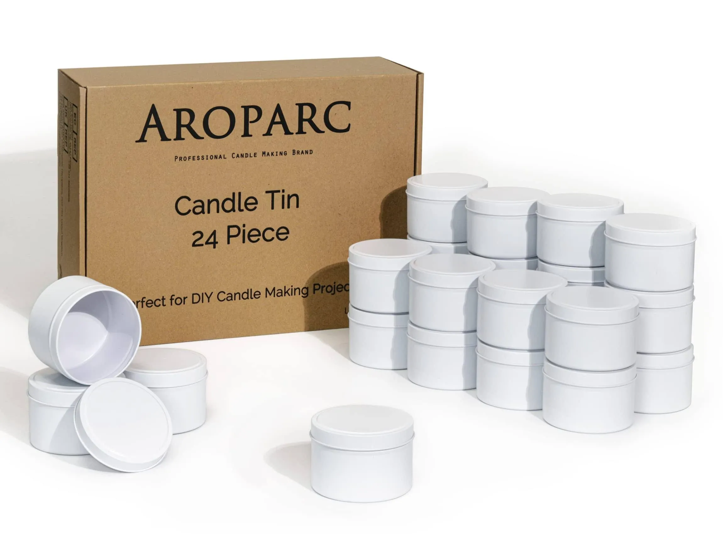 8oz Candle tins with lids,White Candle Jars,Bulk Candle tins for Making Candles,Candle Making Jars(24PACK, White)