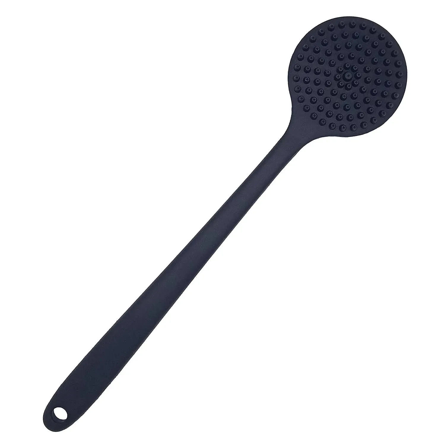 DNC Back Scrubber for Shower Soft Silicone Bath Body Brush with Long Handle, BPA-Free, Hypoallergenic (Black)