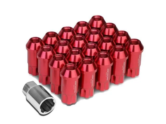 DNA Motoring LN-ZTL-9024-125-RD Open Ended Style 20-Piece M12 x 1.25 Aluminum Alloy Wheel Lug Nuts +1 X Deep Drive Extension (Red)