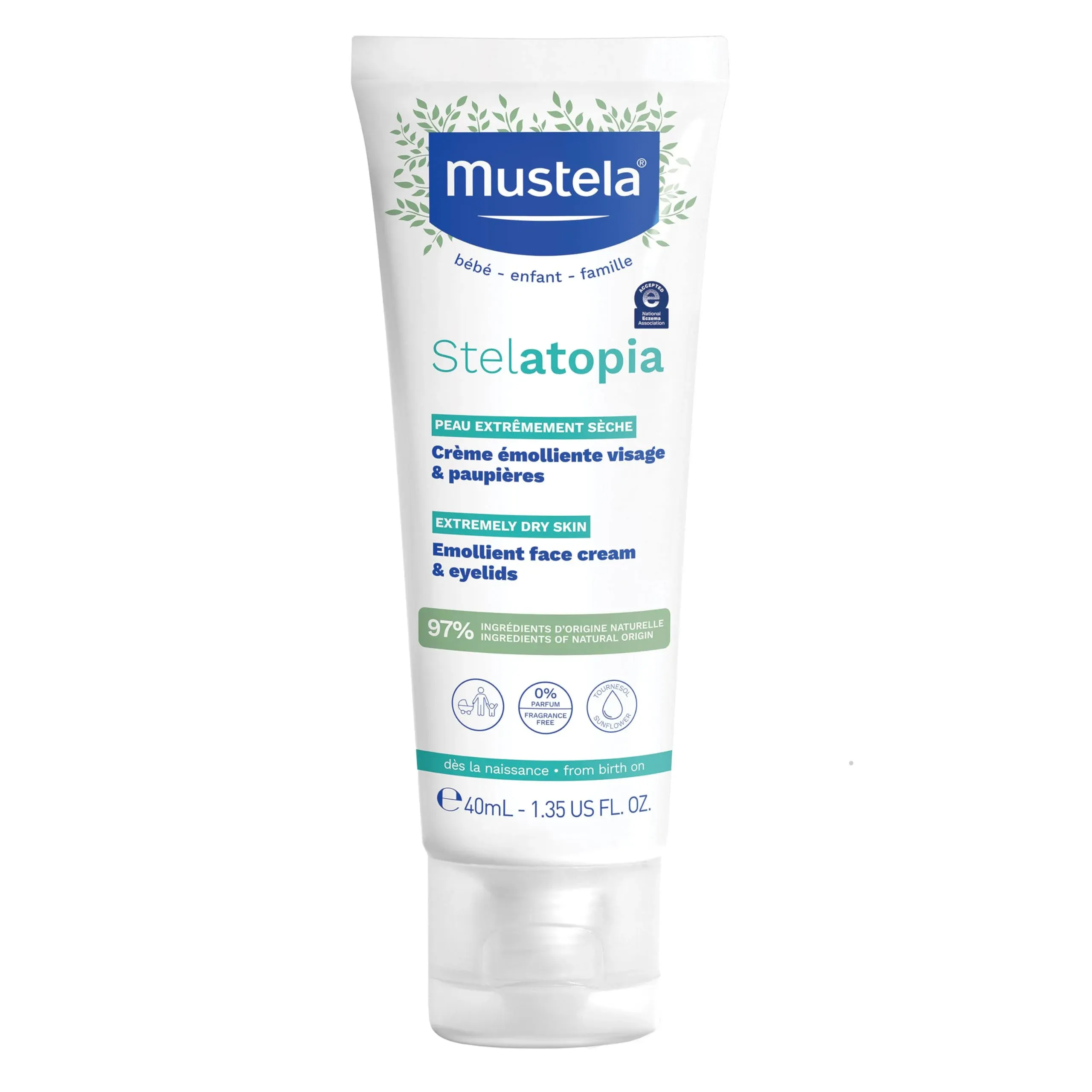 Stelatopia Emollient Face Cream &amp; Eyelids, Fragrance Free, 1.35 fl oz (40 ml)