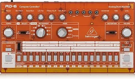 Behringer RHYTHM DESIGNER RD-6-TG Analog Drum Machine with 8 Drum Sounds, 64 Step Sequencer and Distortion Effects