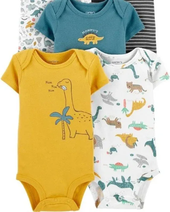 Carter's 5-Pack Dinosaur Original Bodysuits 12M - New Kids | Color: Blue | Size ...