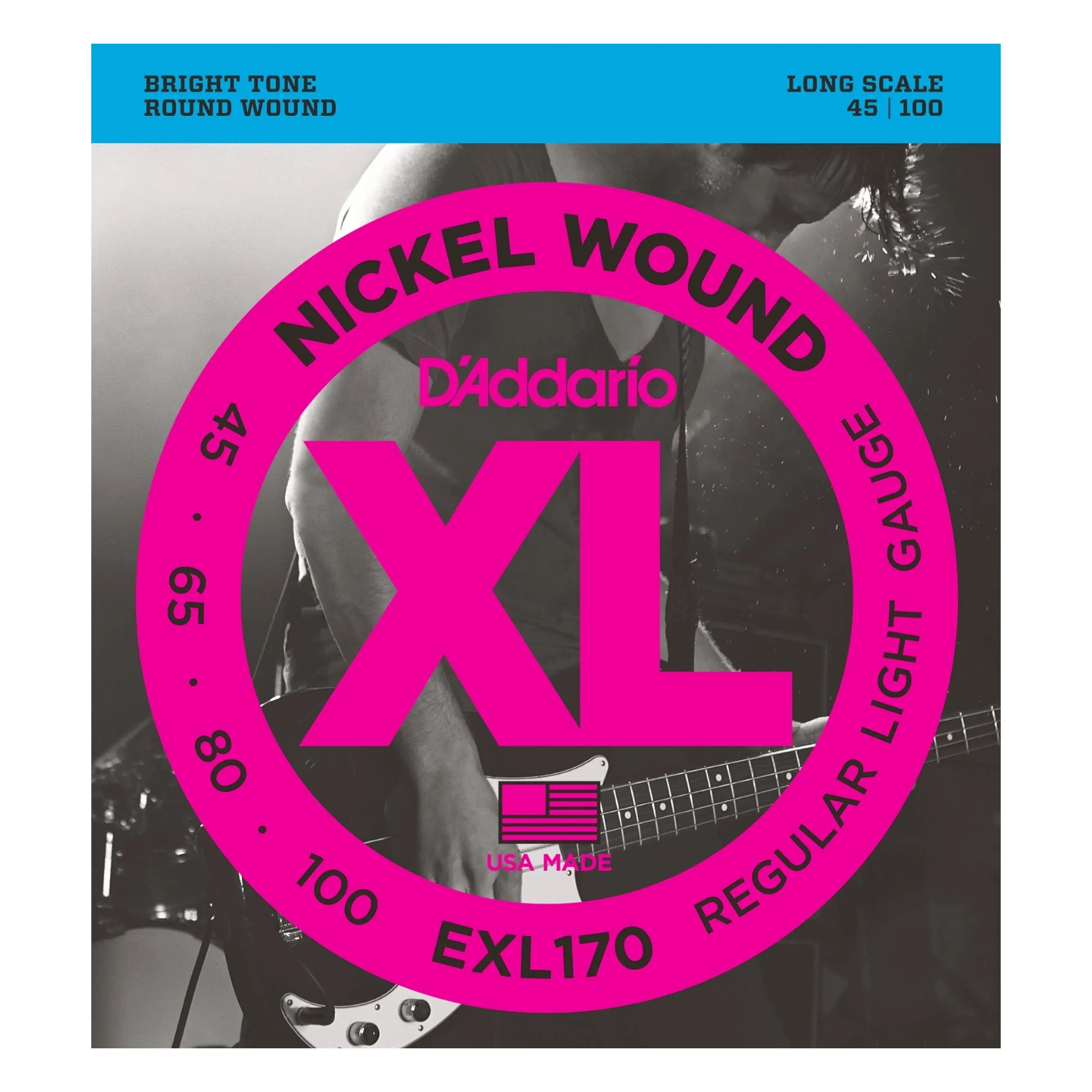 D'Addario EXL170-12 Nickel Wound Bass Guitar Strings - .045-.100, Light Long Scale, 12-string