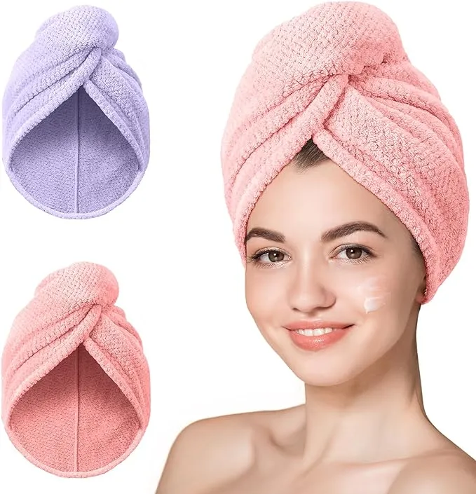 Hicober Microfiber Towel 3 Packs Hair Turbans for Wet Hair