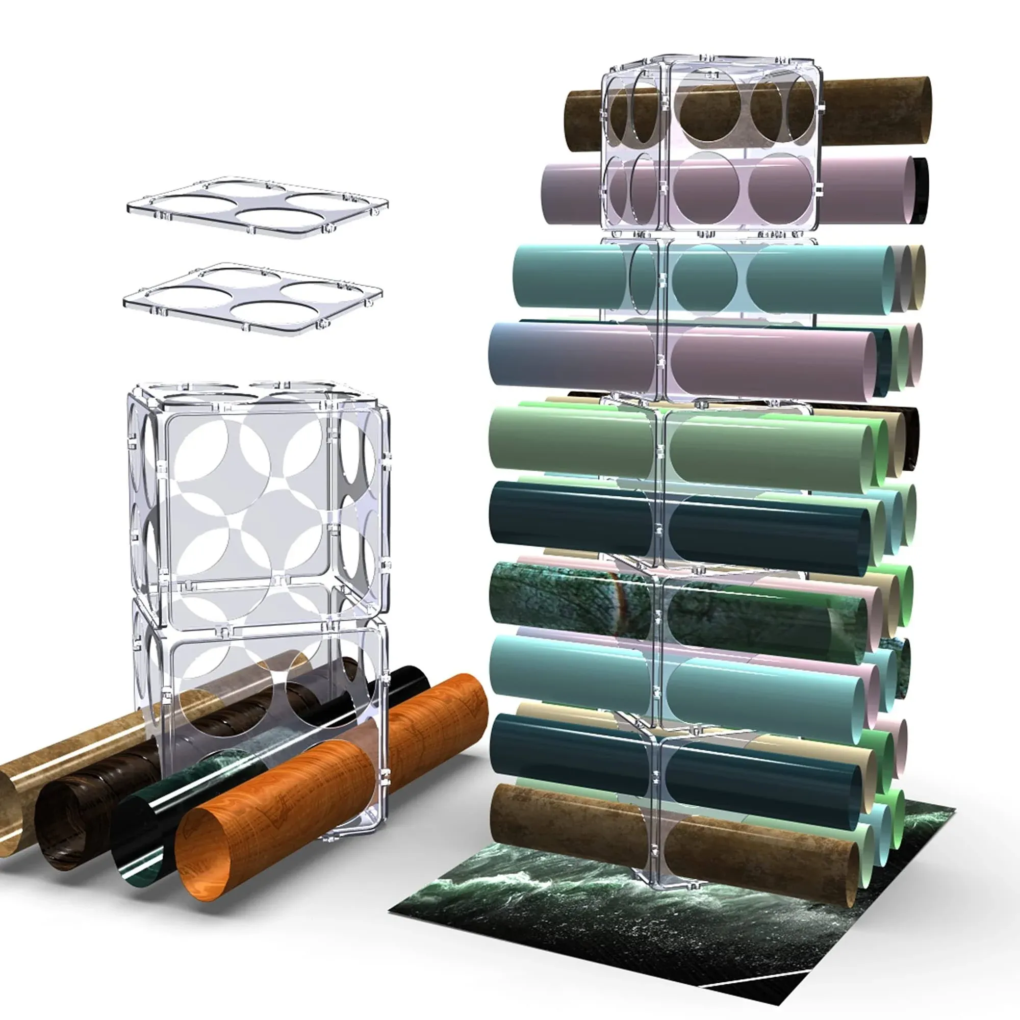 Vinyl Storage Rack Clear Vinyl Roll Storage Organizer Store Up to 40 Rolls fo...