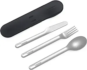 Bentgo® Stainless Travel Utensil Set - Reusable 3-Piece Silverware Set with Carrying Case, High-Grade Premium Steel, BPA-Free Case, Eco-Friendly - Ideal for Travel, Camping, and Office Use (Rose)