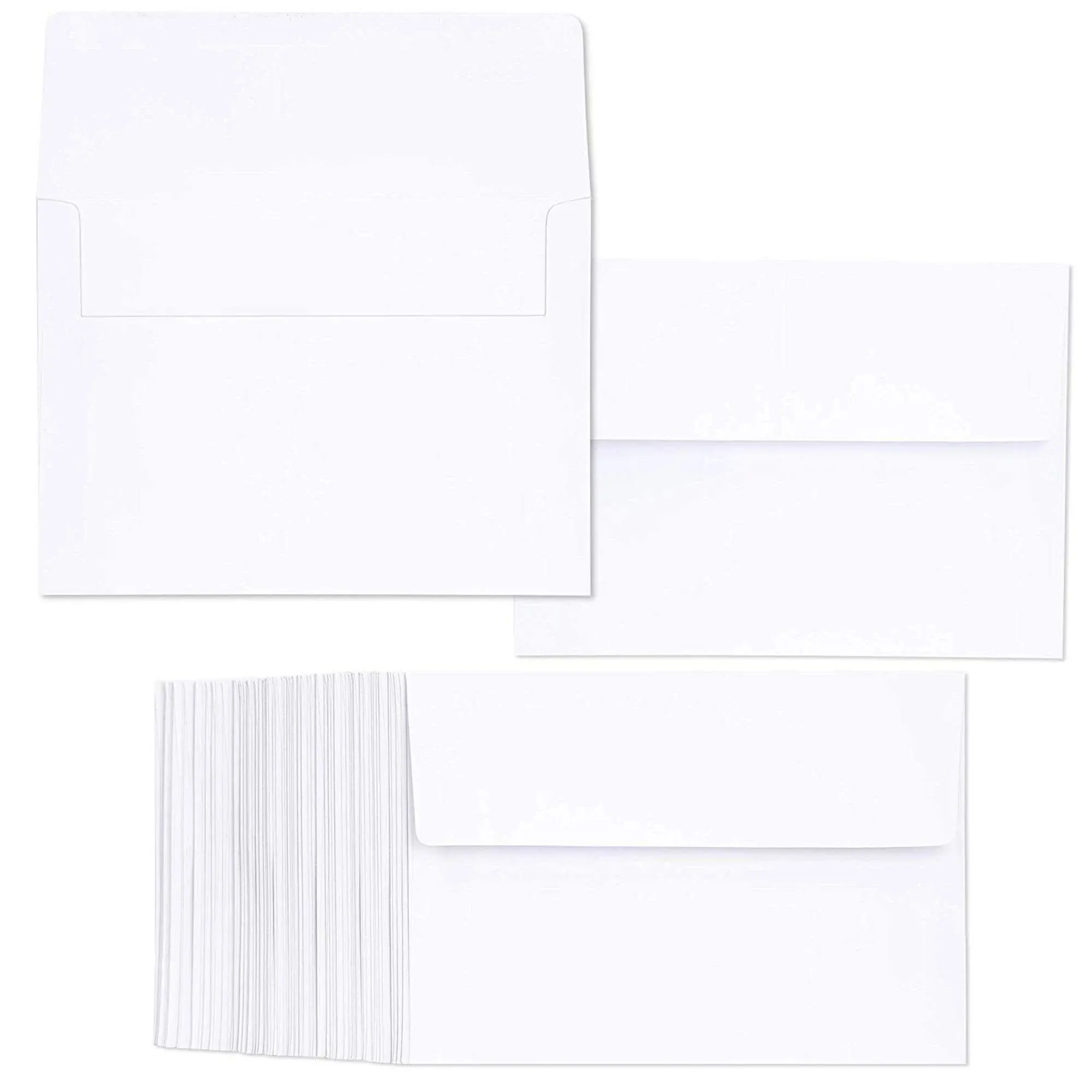 Juvale 100-Pack A7 Envelopes for 5x7 Greeting Cards & Invitation, Square Flap, Bright White, 5.25 x 7.25 Inches