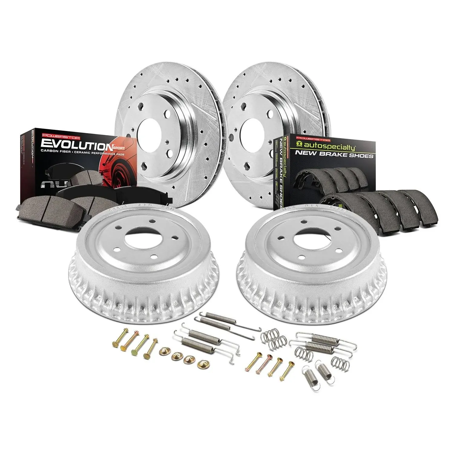 Power Stop Front and Rear Z23 Evolution Brake Drum Kit K15059dk, Silver